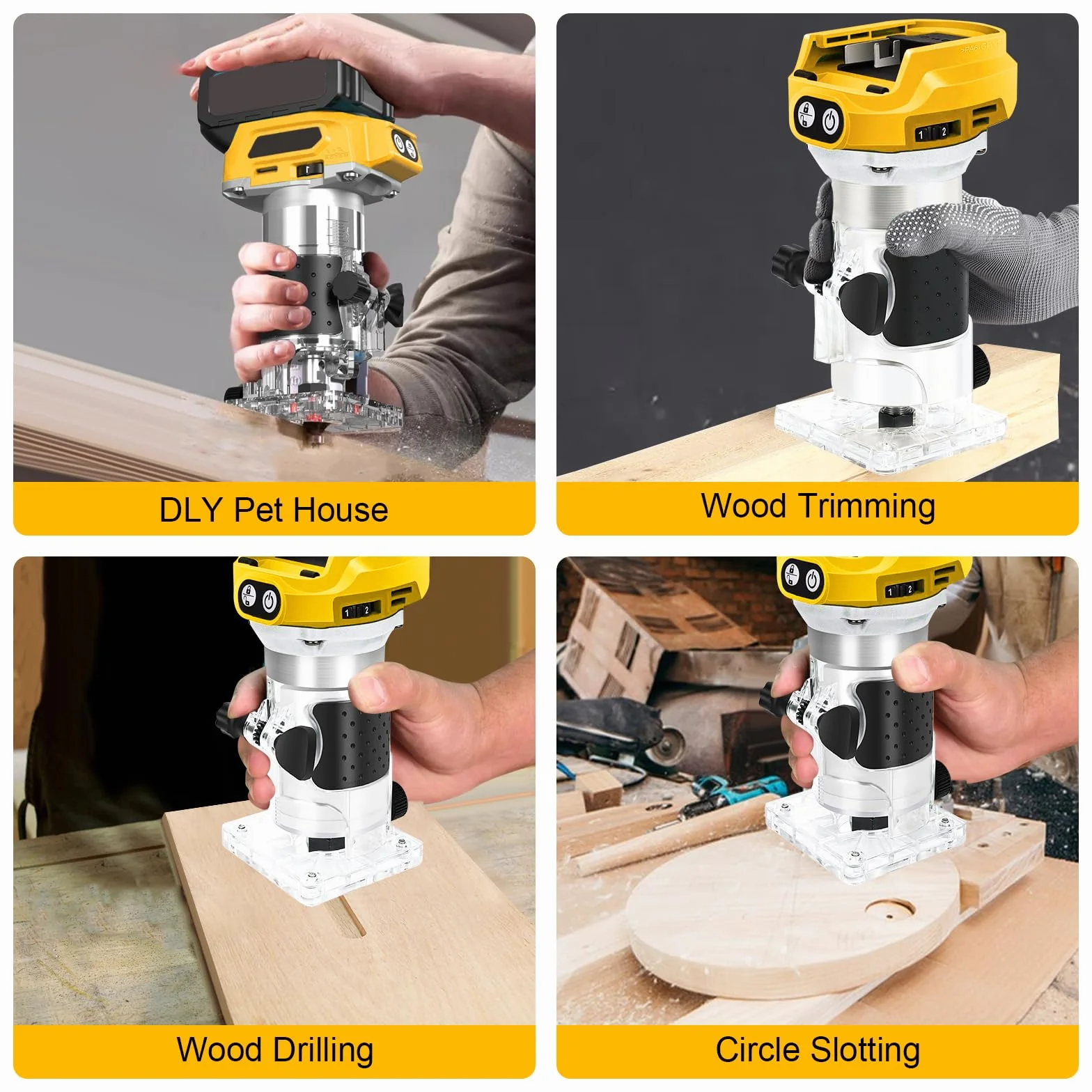 Wytłaczarka do drewna kompatybilna z akumulatorem Dewalt 18 V, 1300 W, bezprzewodowy elektryczny frez do drewna z 6 prędkościami