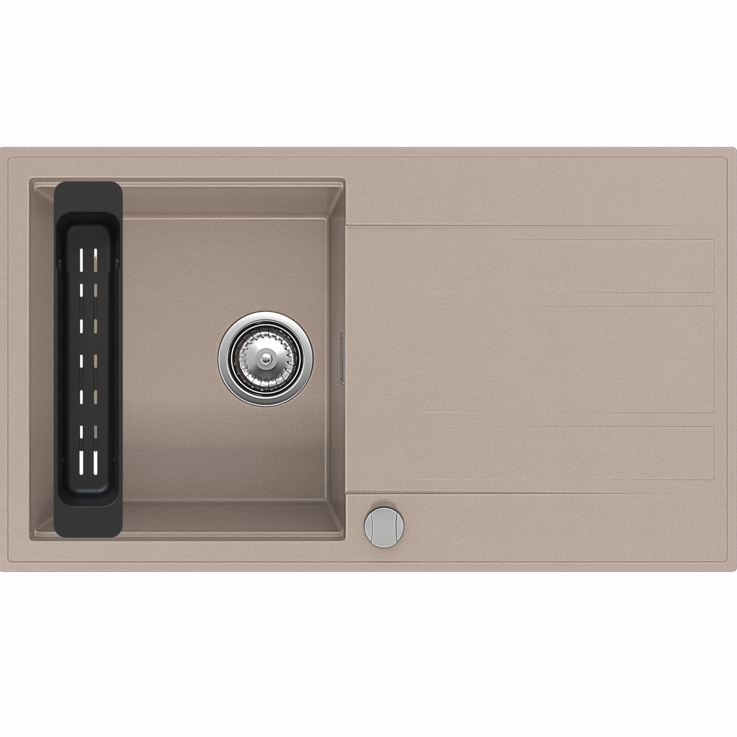SINK Quality zlewozmywak kuchenny z ociekaczem – zlewozmywak beżowy 80 x 46 cm – w zestawie syfon i środki impregnujące – zlewozmywak do zabudowy do szafki pod umywalkę 55 – zlewozmywak granitowy