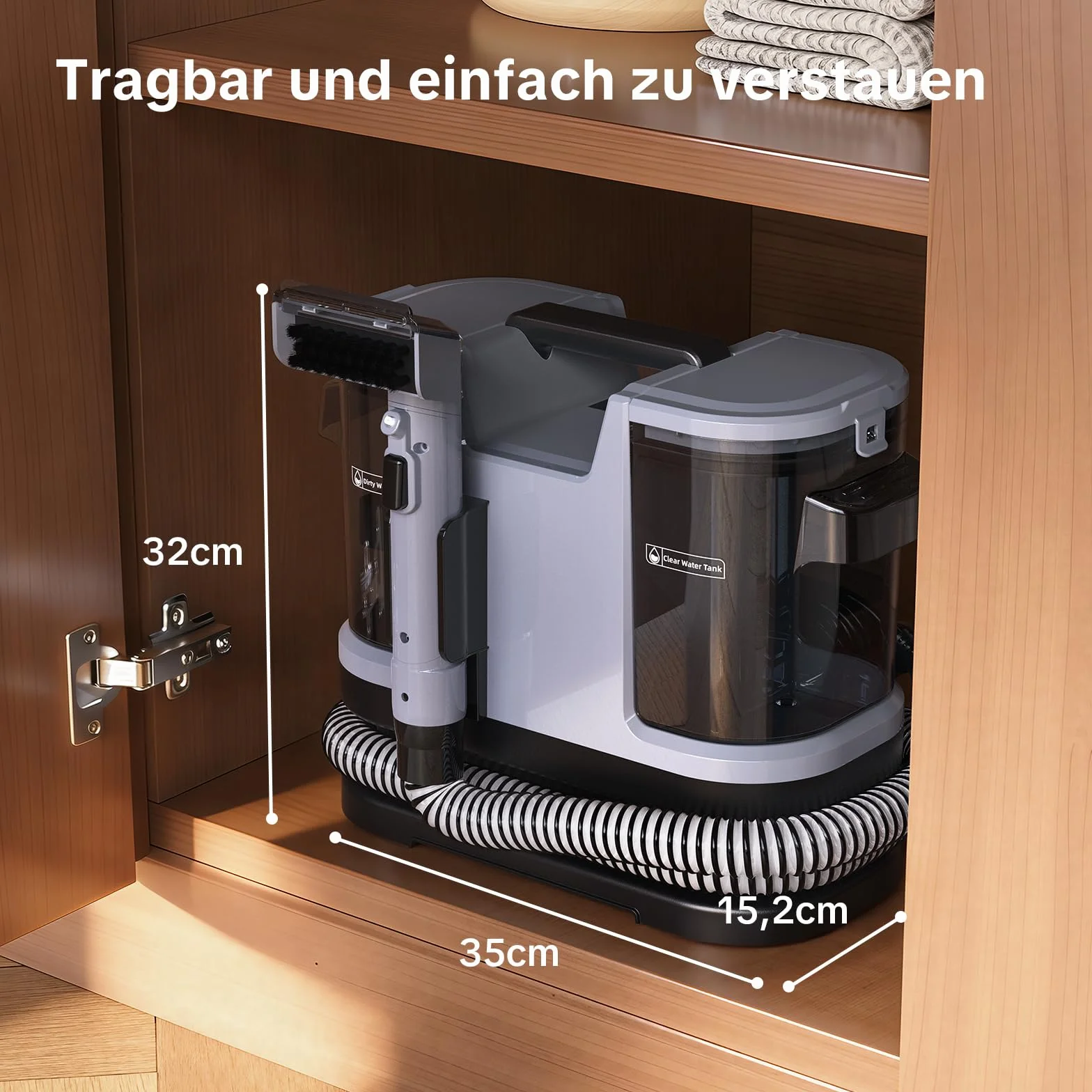 Lubluelu odkurzacz do tapicerki 600 W – 20 kPa przenośny środek do czyszczenia dywanów z funkcją samooczyszczania i długim wężem do dywanów, sof i samochodów