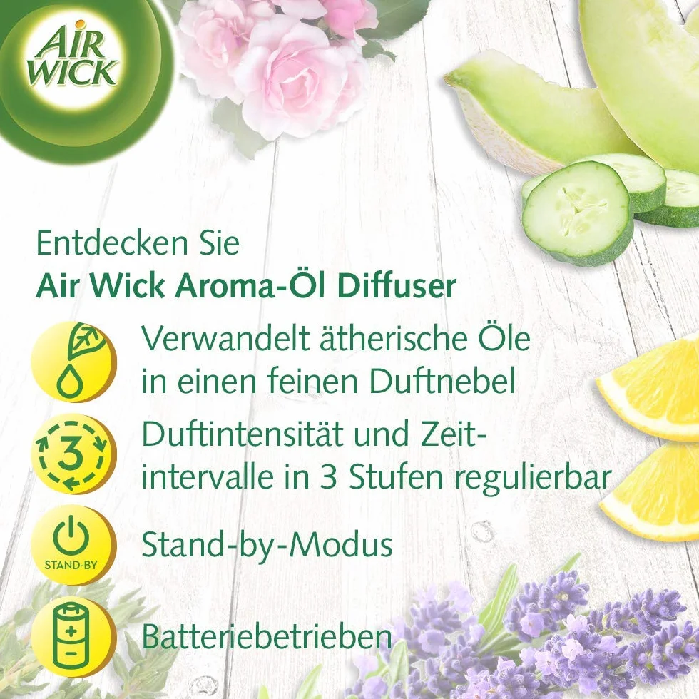 Air Wick olejek aromatyczny Flakon kojąca róża 3 szt. (3 x 20 ml), wkład do dyfuzora olejków aromatycznych