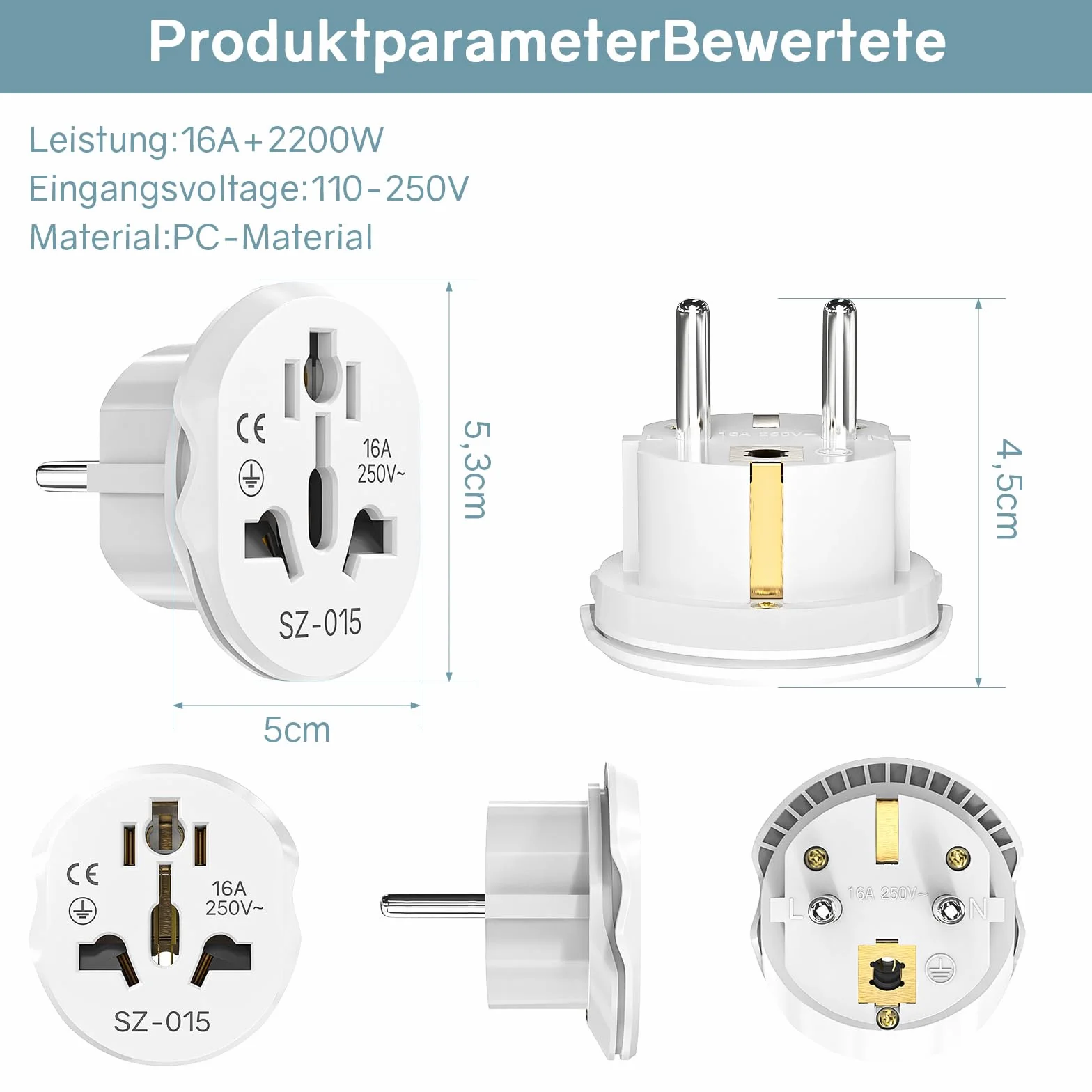VIEVRE uniwersalny adapter do gniazd, wtyczka chińska na Europę, USA, UK