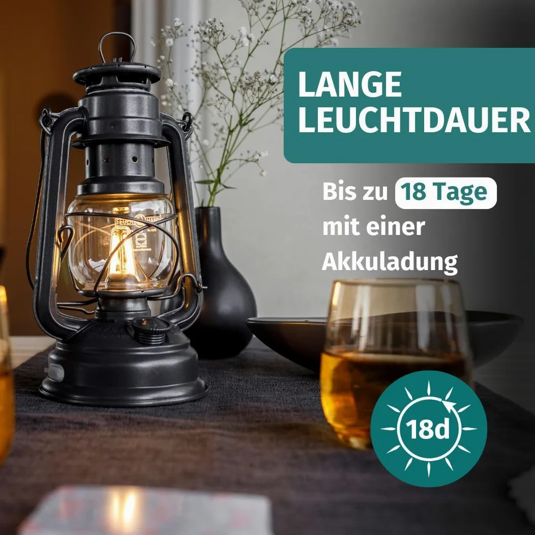 Feuerhand Latarnia LED Baby Special 276 – bezstopniowo ściemniana latarnia do salonu, na balkon lub taras – z ciepłym białym światłem, zasilanie bateryjne i bateryjne – czerwona