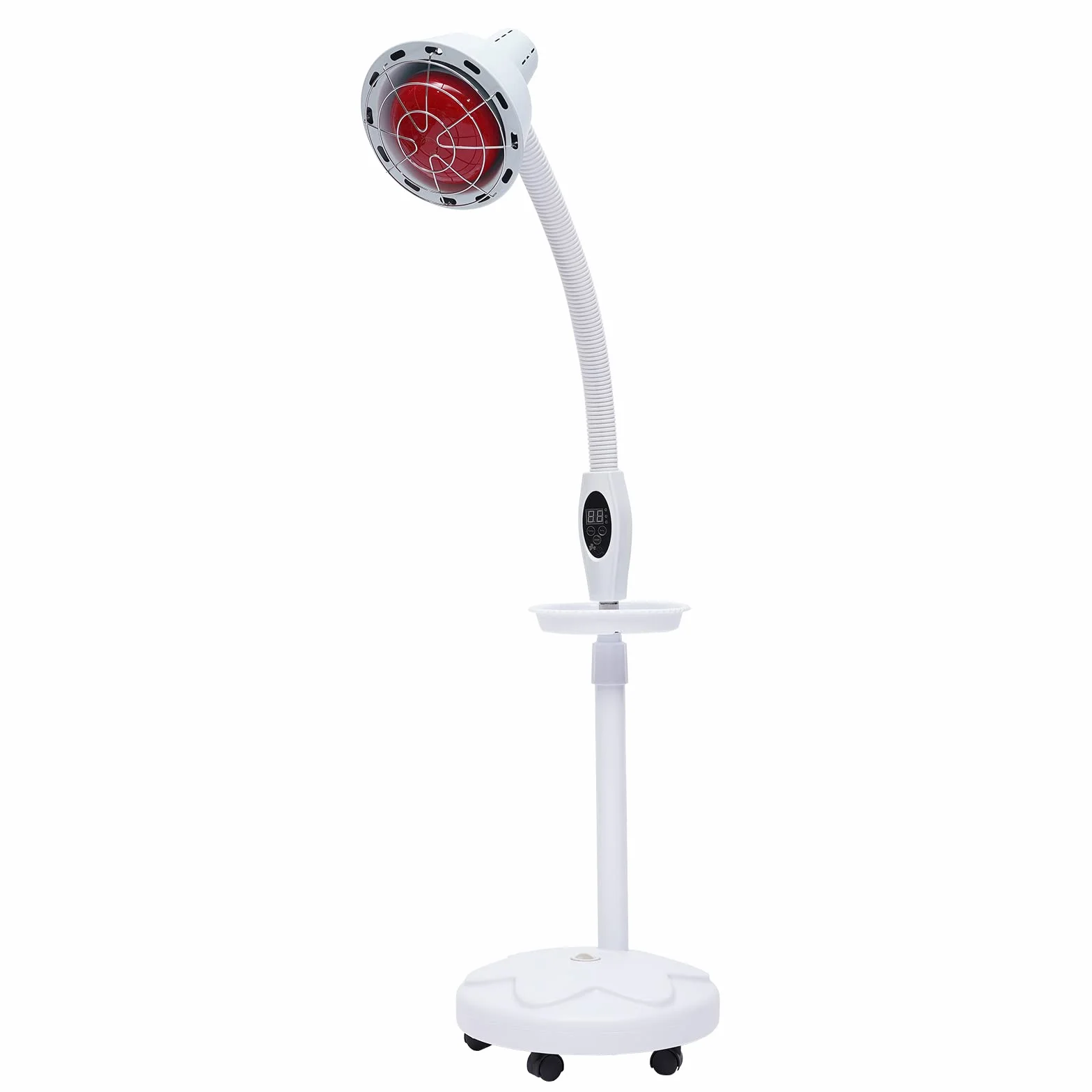 Queecaer lampa na podczerwień czerwona lampa ciepła lampa na podczerwień ze standardową lampą podłogową do leczenia ran, obracana o 360°, 275 W, A++ do E