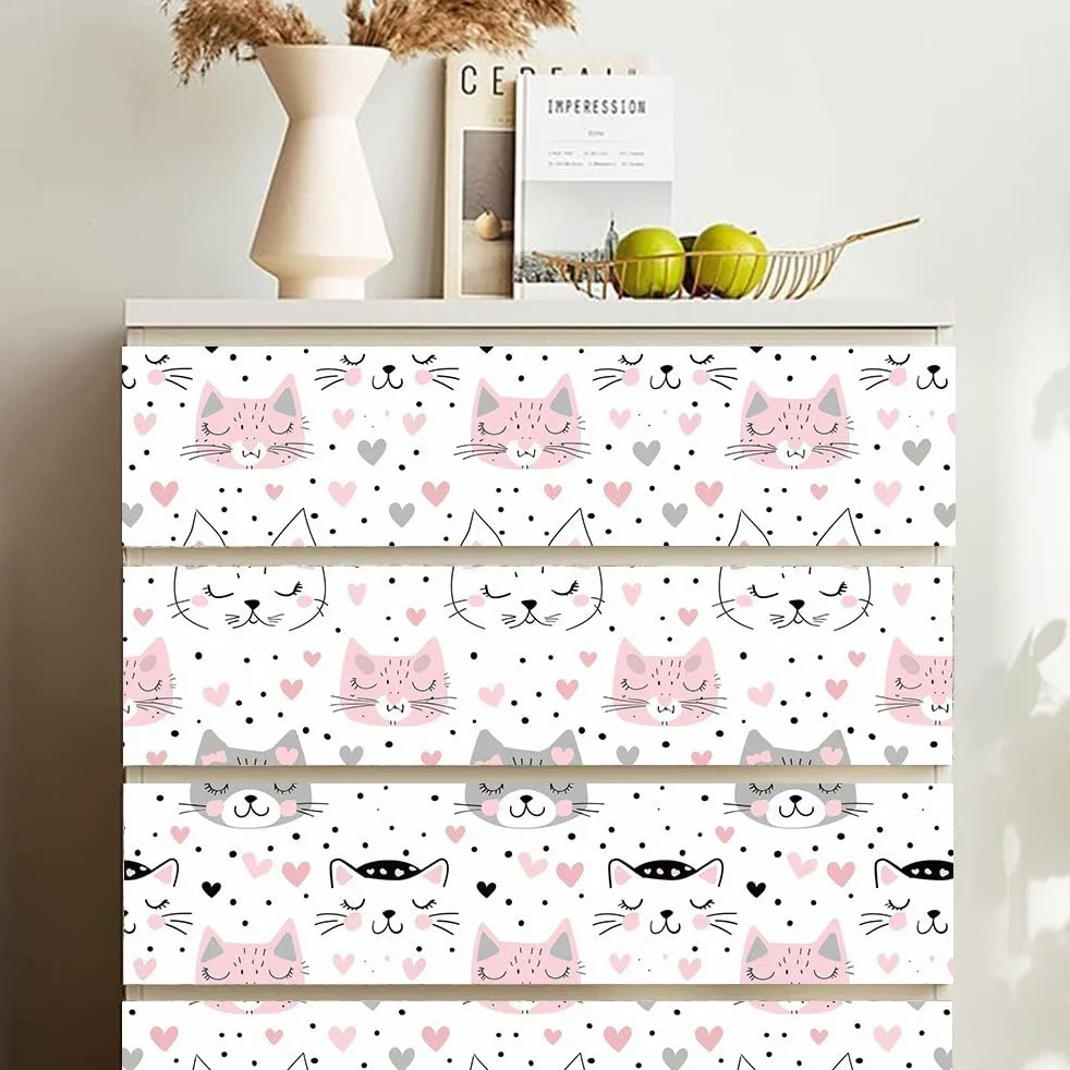 Tapeta odklej i przyklej, różowa kokarda, kot, samoprzylepna tapeta, przyjazna dla najemcy, tapeta do salonu, folia winylowa do mebli, sypialni, zdejmowany papier kontaktowy