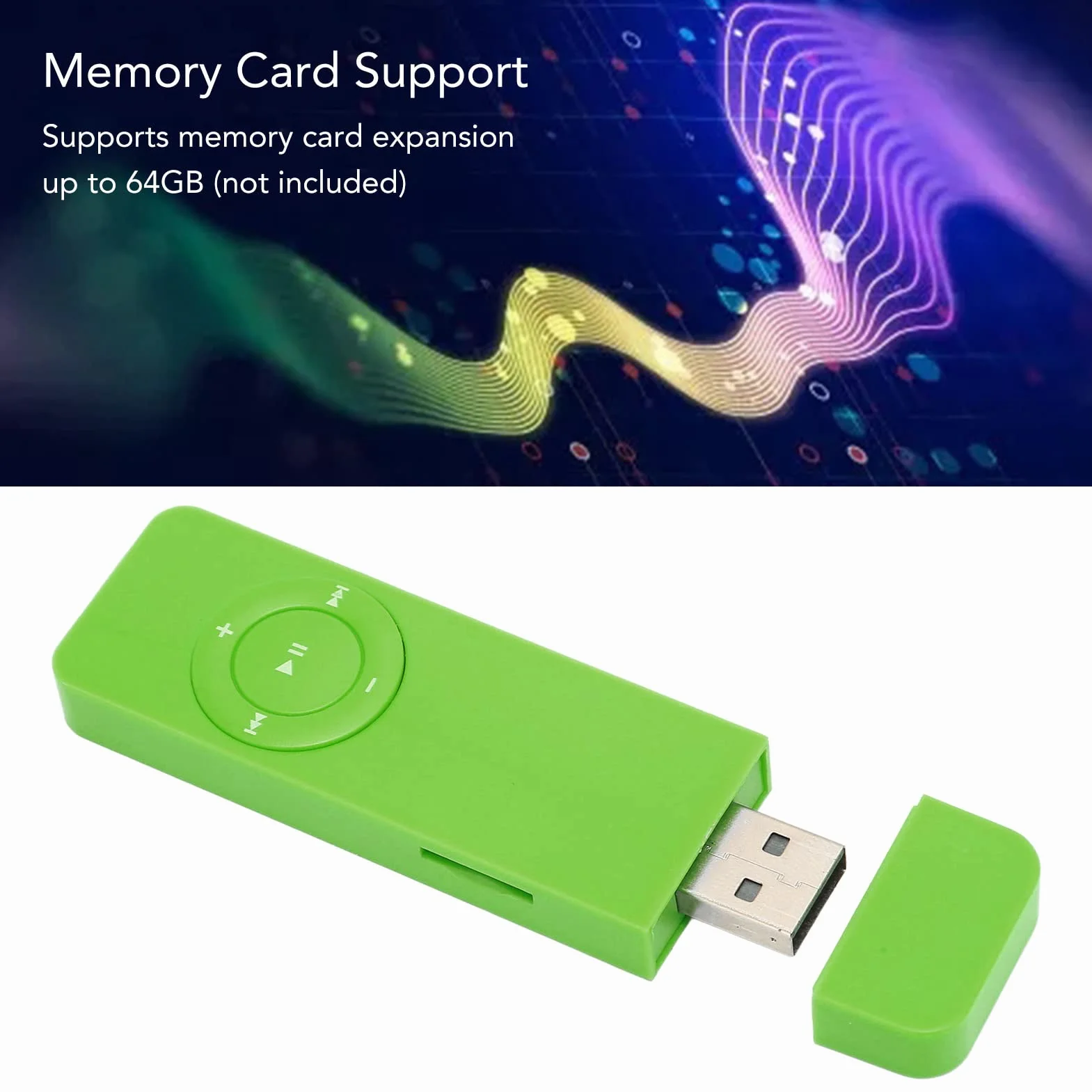 Mini Odtwarzacz Muzyczny, Przenośny Bezstratny HIFI MP3 ze Słuchawkami, 180mAh Student Obsługa Karty Pamięci 64G, do Pracy Studyjnej Sportowej (Zielony)