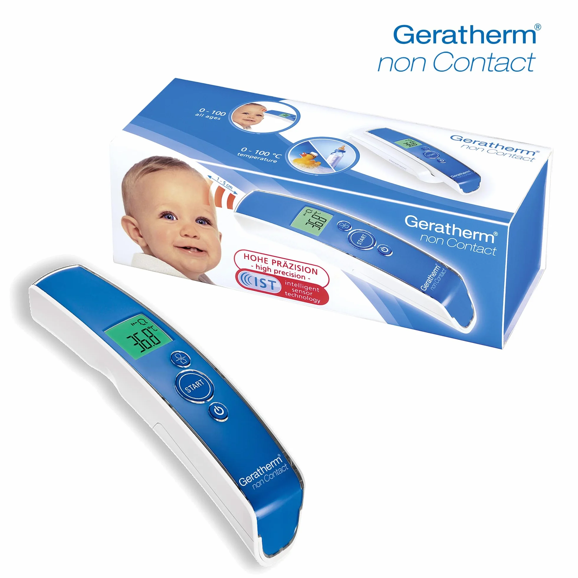 GERATHERM non Contact cyfrowy termometr na podczerwień/termometr dla niemowląt, bezdotykowy/cyfrowy/alternatywa dla termometru usznego/prezent dla dziecka