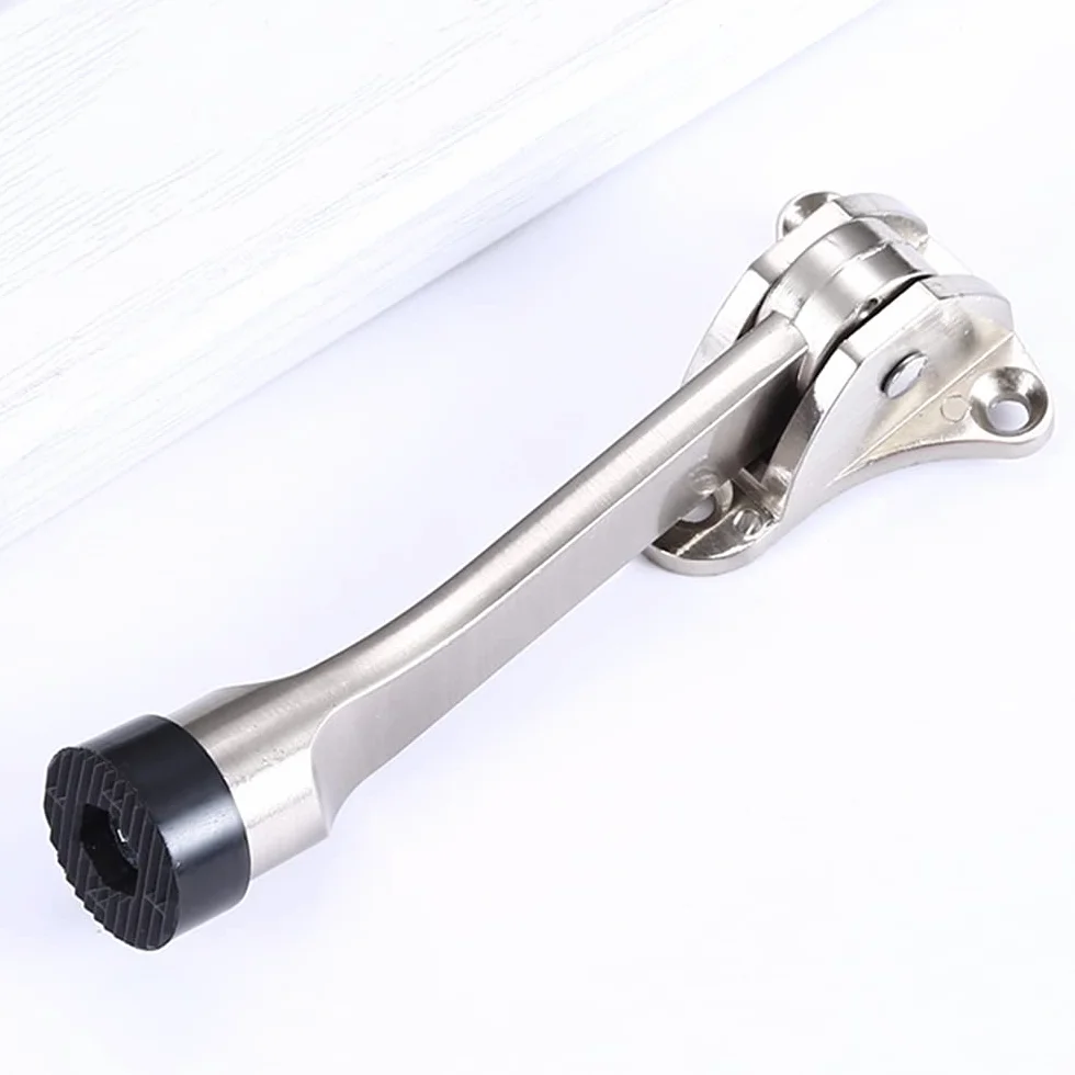 2 sztuki uchwyty do drzwi, jednorazowo regulowany metalowy stoper do drzwi, stoper do drzwi ze stopu cynku z gumowym odbojem, 13 cm do drzwi wewnętrznych i zewnętrznych, drzwi balkonowych