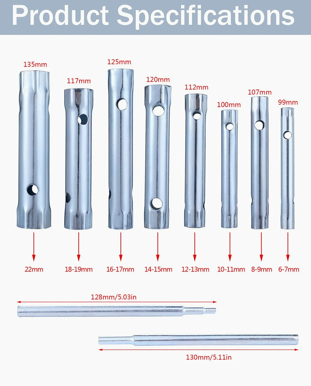 10 szt. klucz dwukońcowy 6-22 mm, nasadka hydraulika tylna nakrętka kran zestaw kluczy do świec zapłonowych, rozszerzony zestaw kluczy do świec zapłonowych, podwójne narzędzie do pustej sześciokątnej