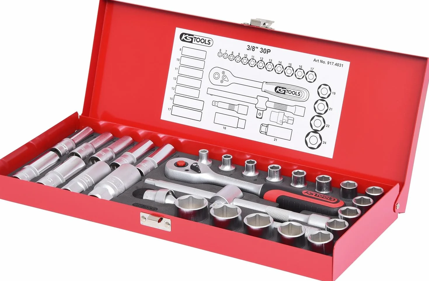 KS Tools 917.4031 Zestaw kluczy nasadowych, 30-szt 3/8"