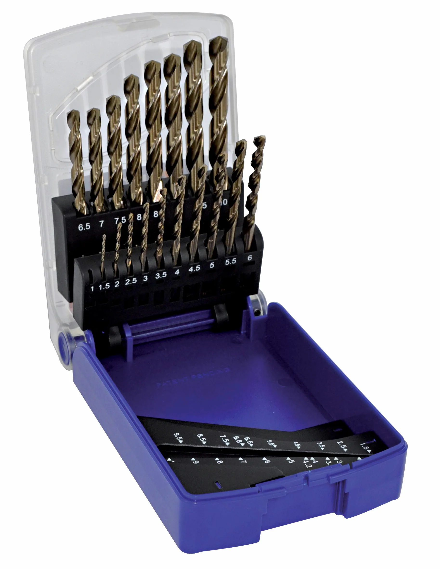 Tivoly 11468570015 T-Box typ E, 19 wierteł do metalu HSS Cobalt Technic Ø 1 do 10 mm x 0,5 mm
