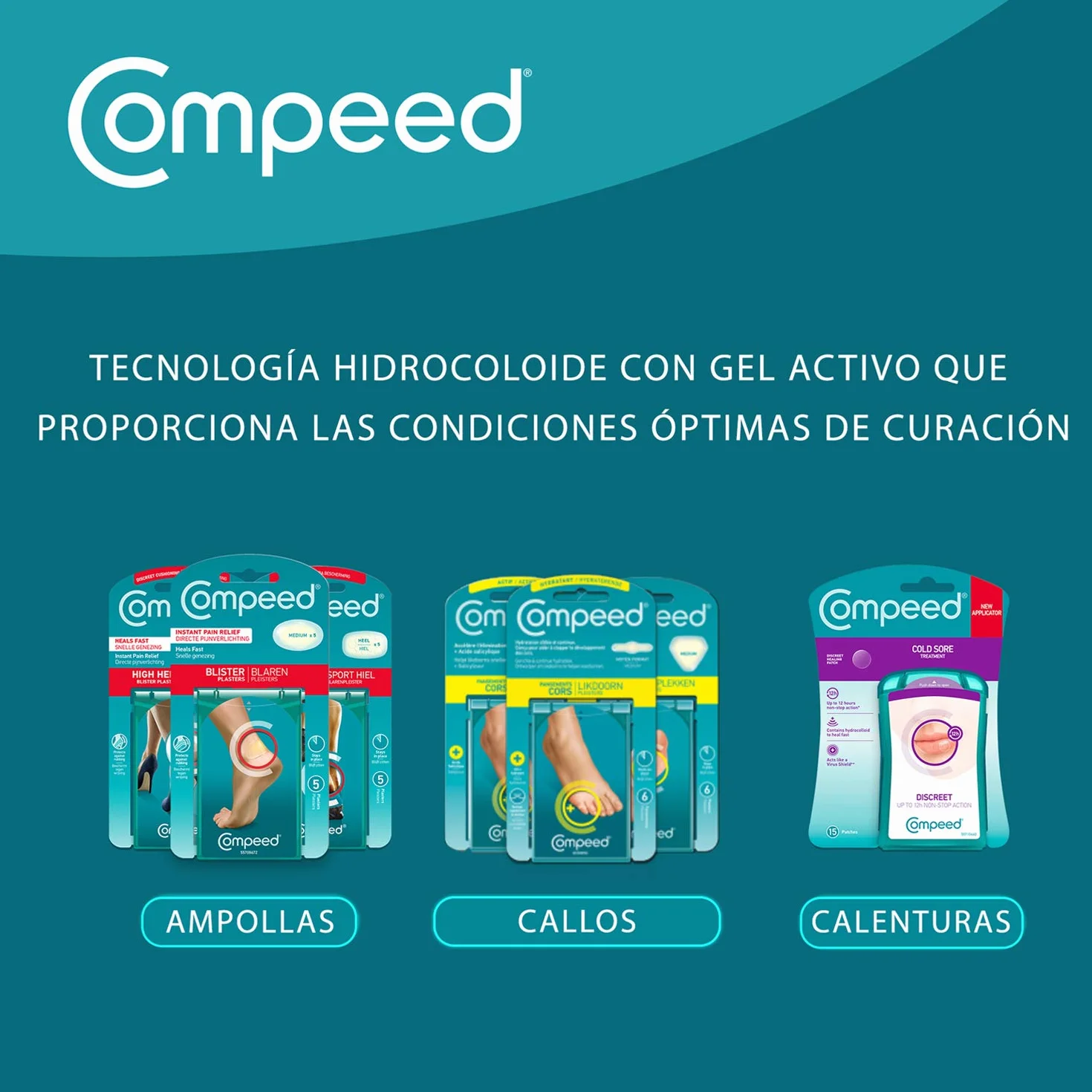 Compeed® Ochrona przed zrogowaceniami – średnie, 10 opatrunków hydrokoloidowych – zabieg na stopy dla naturalnej eliminacji zrogowacenia, rozmiar opatrunku 1,8 x 6 cm