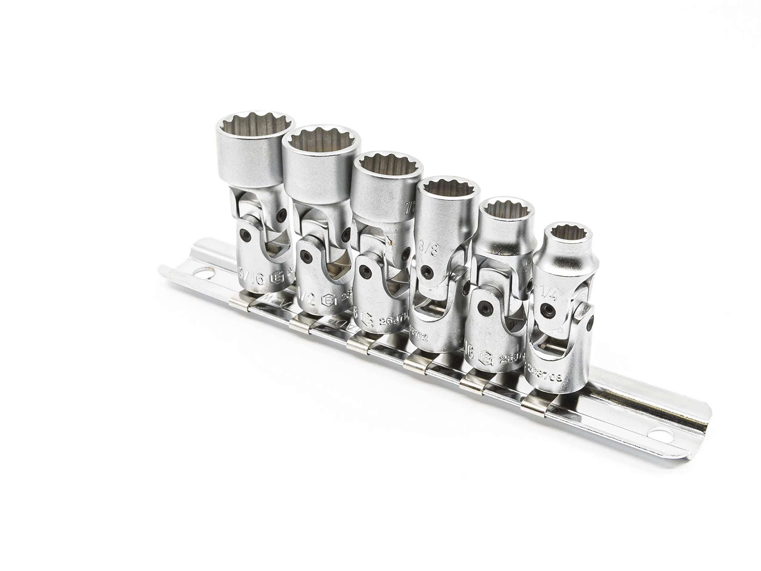Genius Tools 6-częściowy uniwersalny zestaw nasadek ręcznych 1/4" Drive SAE (12-punktowy), matowe wykończenie - US-206S