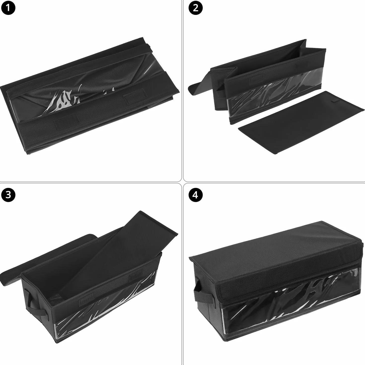 QWORK 2 pudełka do przechowywania płyt CD, 36 x 14 x 6 cm, czarny organizer z tkaniny, na 30 standardowych etui na płyty CD, 60 cienkich etui na CD lub 165 segregatorów na CD