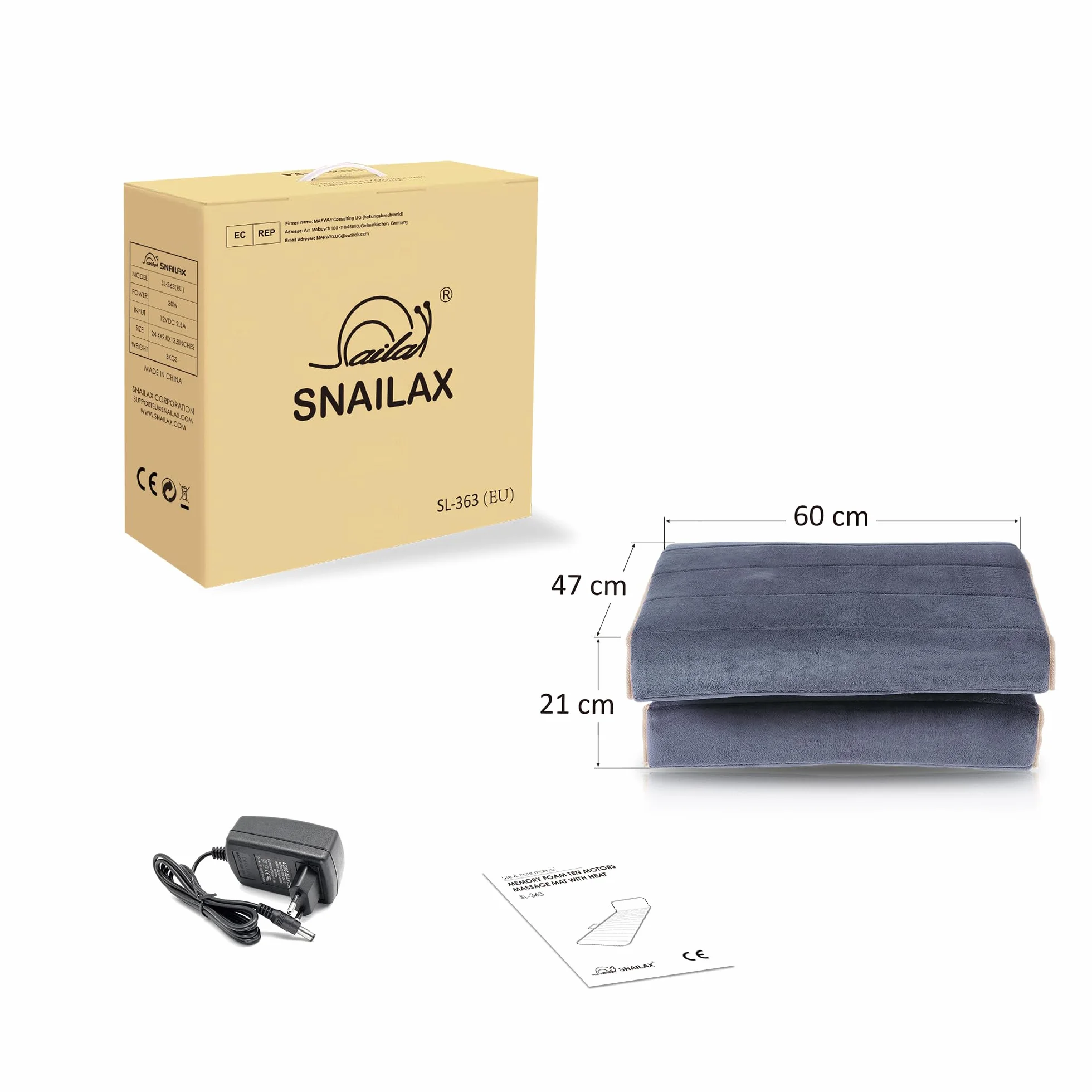Snailax Mata do masażu z 10 silnikami wibracyjnymi, nakładka do masażu z ciepłem, elektryczne urządzenie do masażu całego ciała z 4 poduszkami terapeutycznymi, nakładka na fotel do masażu, prezent dla