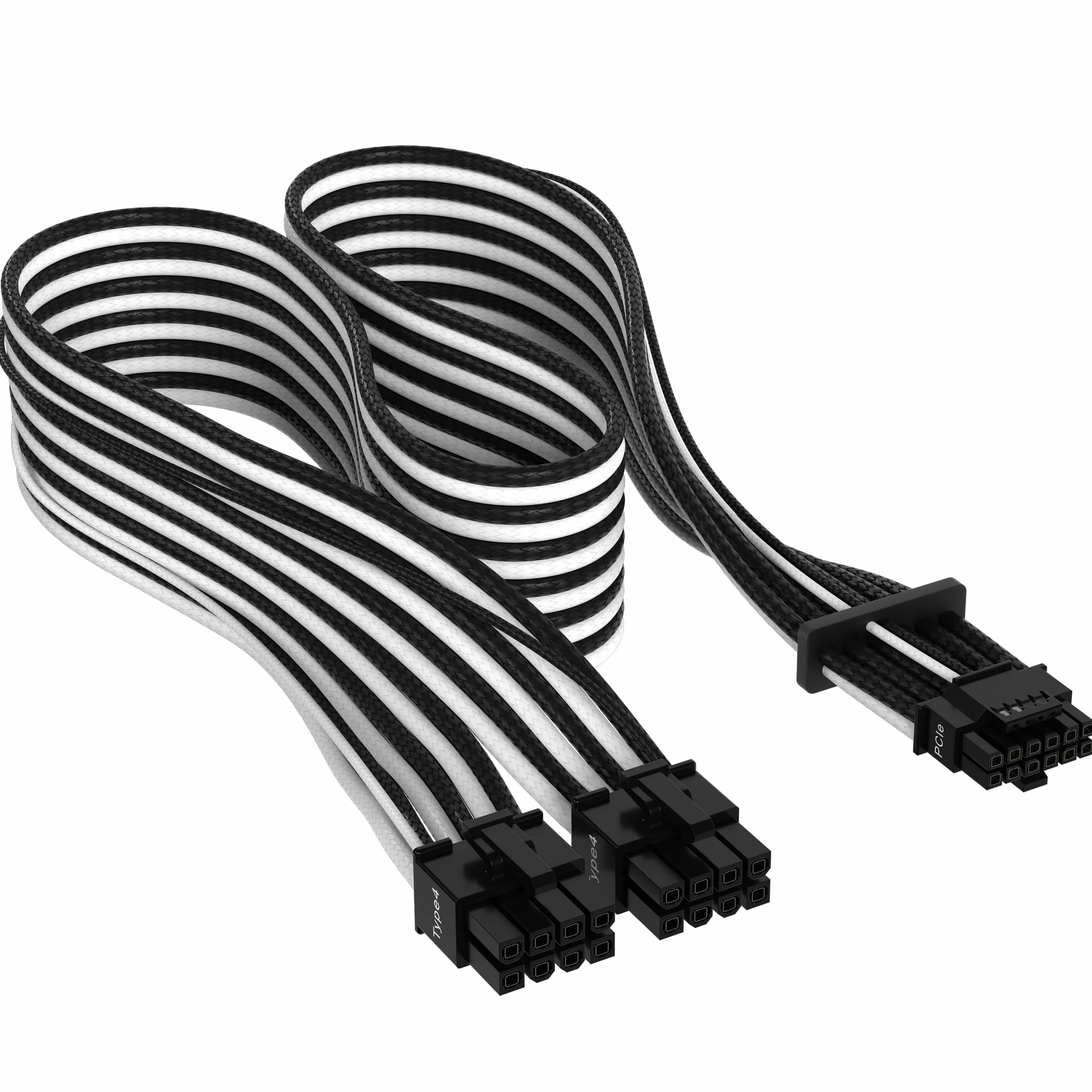 Corsair Premium 600 W PCIe 5.0 / Gen 5 12VHPWR Kabel zasilający - Nadaje się do zasilaczy typu 4 poprzez podwójne 8-pinowe złącze PCIe - 12+4-pinowe złącze - czarny/biały