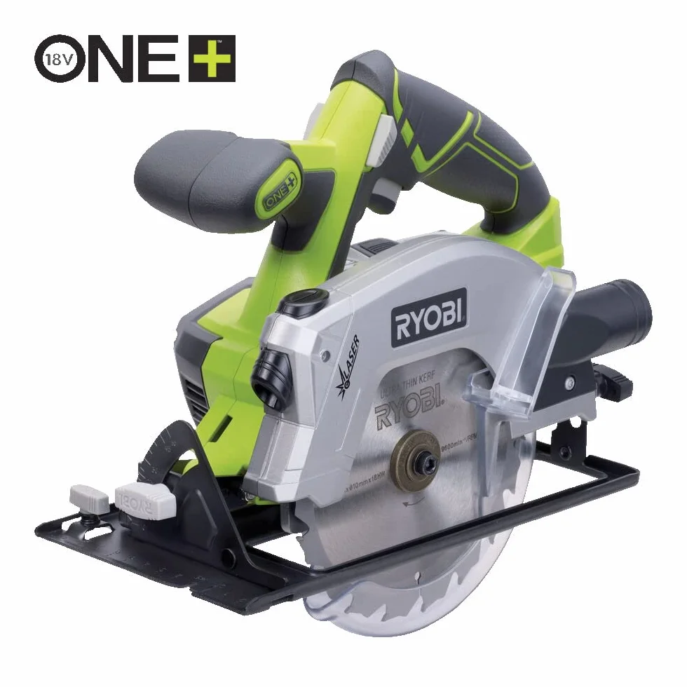RYOBI - Zestaw 4 narzędzi 18 V ONE+: wiertarka + wyrzynarka + piła tarczowa + lampa LED + 2 baterie 2,0 Ah + ładowarka, 1 duża torba transportowa