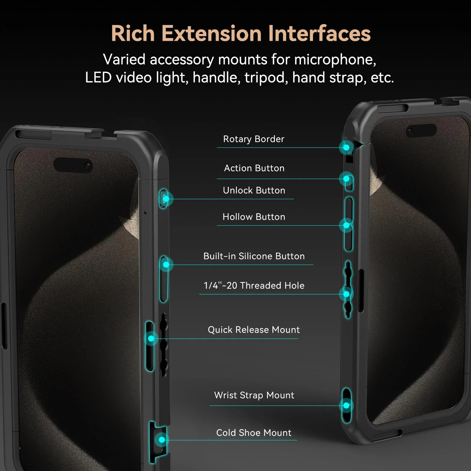 SMALLRIG Zestaw z podwójną podręczną obudową telefoniczną do iPhone 15 Pro, z bezprzewodowymi uchwytami z szybkozłączką, adapterem filtra 67 mm, zestawem do mobilnego zestawu - 4397B