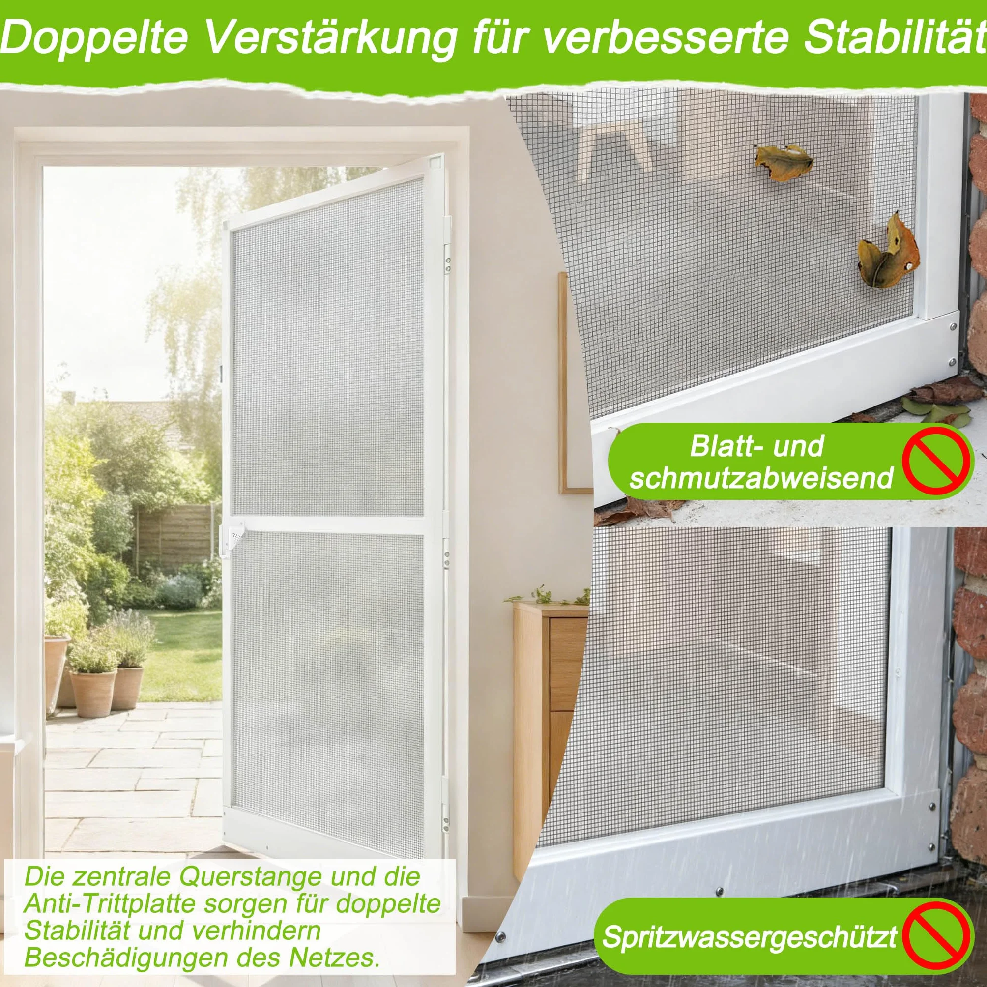 Aufun 120 x 240 cm Moskitiera do drzwi aluminiowych Flyscreen, ochrona przed owadami, z ramą aluminiową w kolorze białym