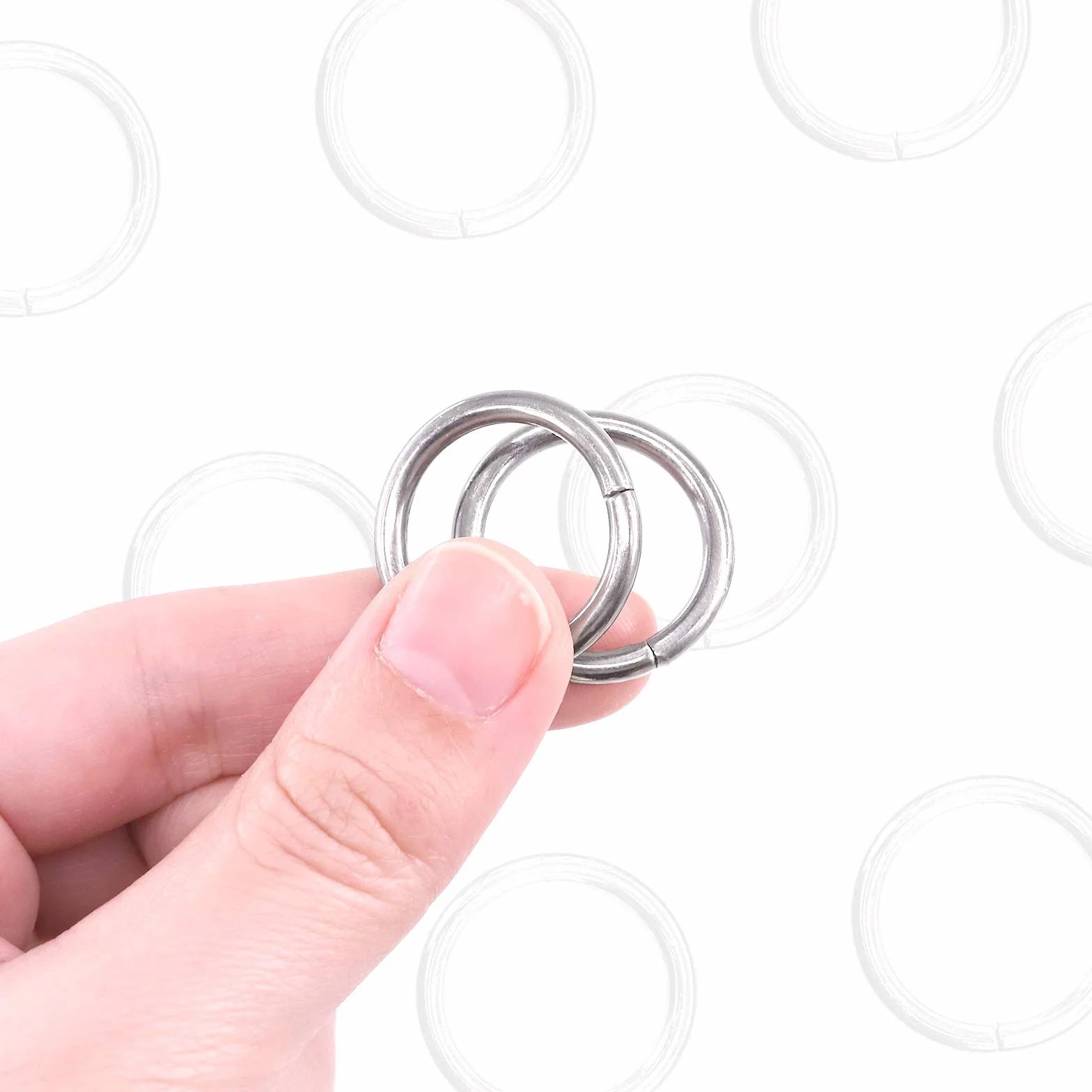 Swpeet 60 szt. wytrzymałe 3/4 cala, 20 mm, wielofunkcyjne metalowe pierścienie O Ring do toreb na sprzęt, ręcznie robione akcesoria, breloki, paski i smycze dla psów (srebrne, 3/4")