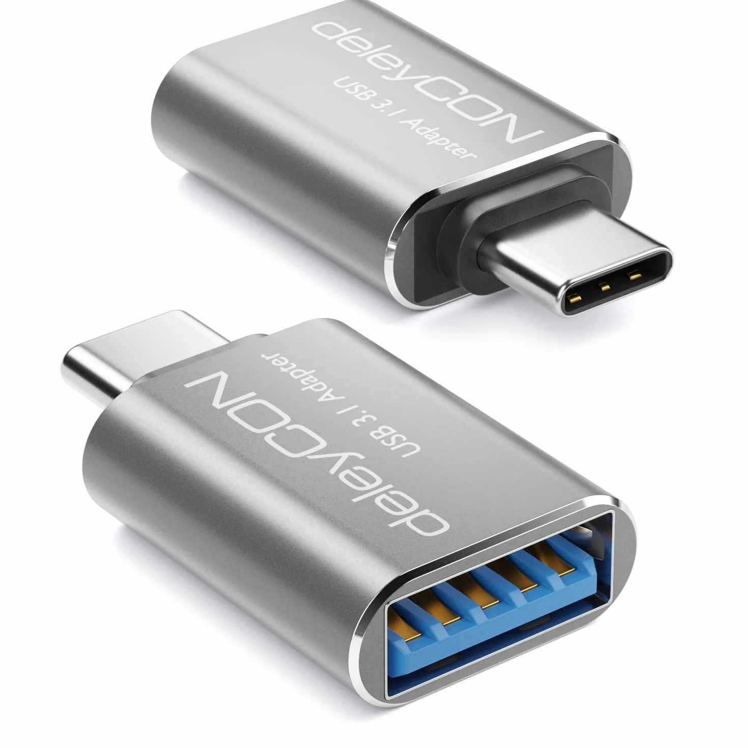 deleyCON USB-C do USB Adapter 5 Gbit/s OTG Srebrny 2 Sztuki