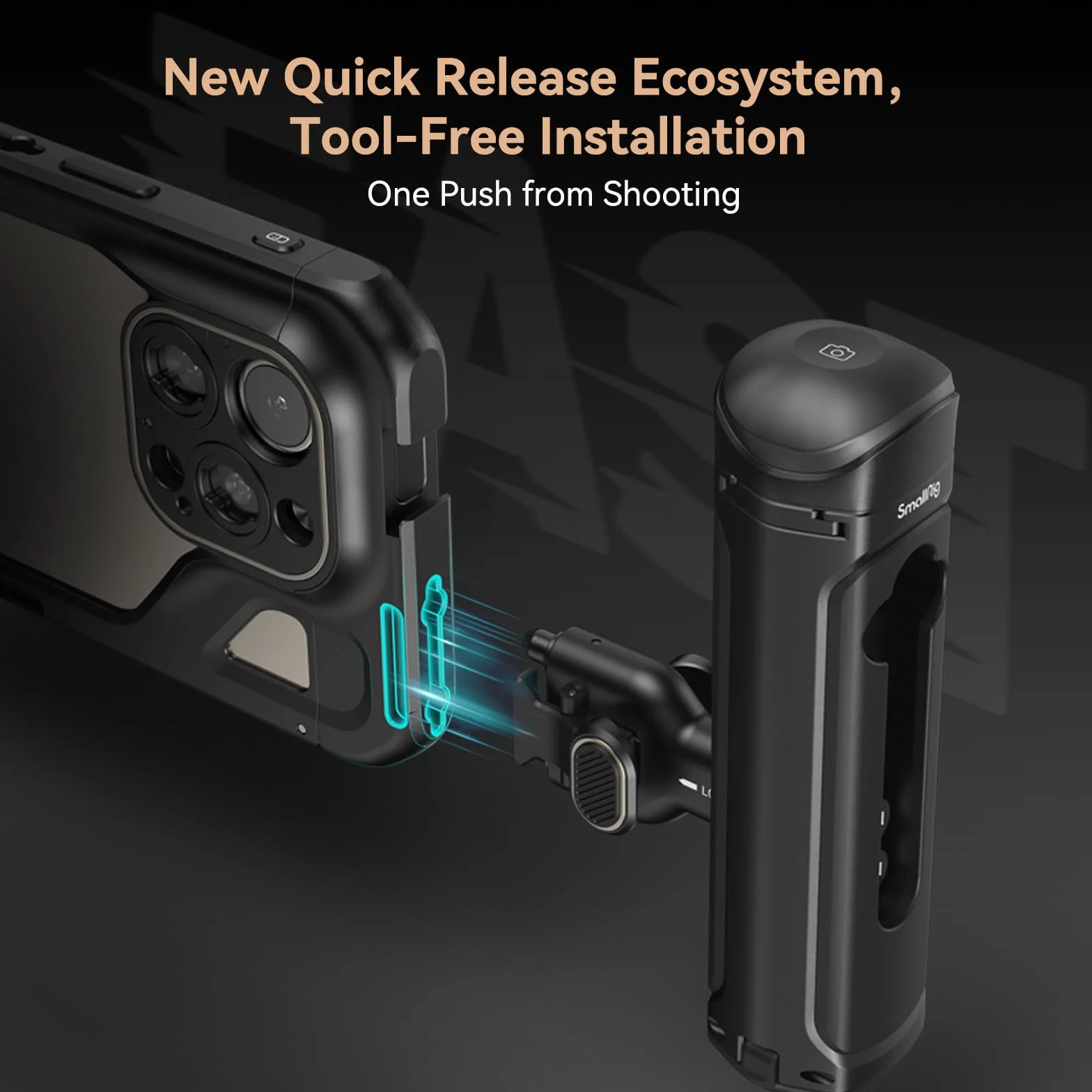SMALLRIG Zestaw z podwójną podręczną obudową telefoniczną do iPhone 15 Pro, z bezprzewodowymi uchwytami z szybkozłączką, adapterem filtra 67 mm, zestawem do mobilnego zestawu - 4397B