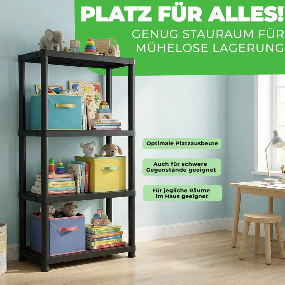 Ondis24 Regał do dużych obciążeń, regał do piwnicy, magazynu, regał wtykowy, 2 sztuki w zestawie, każdy z 4 półkami, 135 x 60 x 30 cm