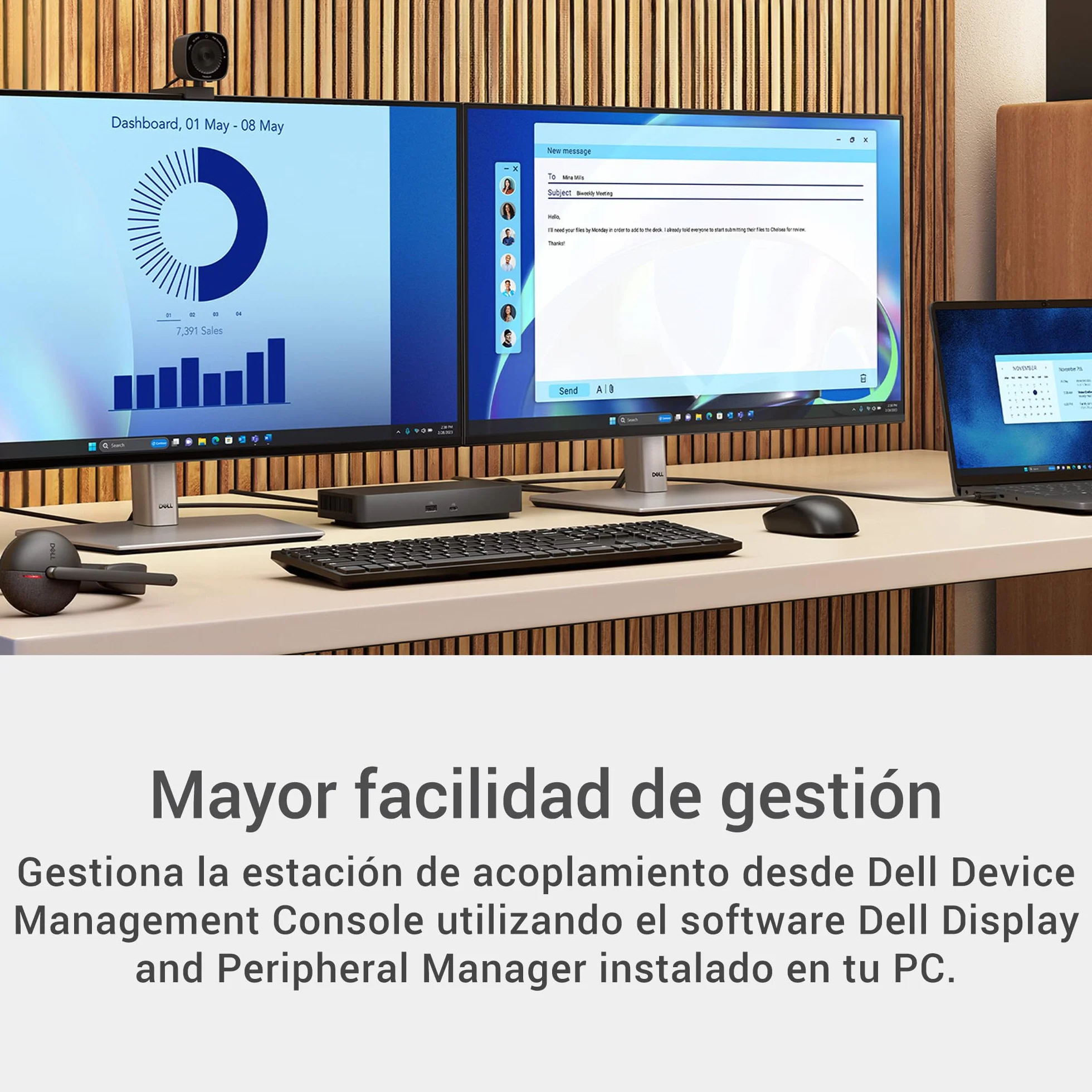 Dell Stacja dokująca Pro Dock WD25 - USB-C z ładowaniem 100 W, obsługa 4 ekranów, 2X DP 1.4, HDMI 2.1, 6 portów USB, Ethernet 2.5GbE, trwała kompaktowa konstrukcja