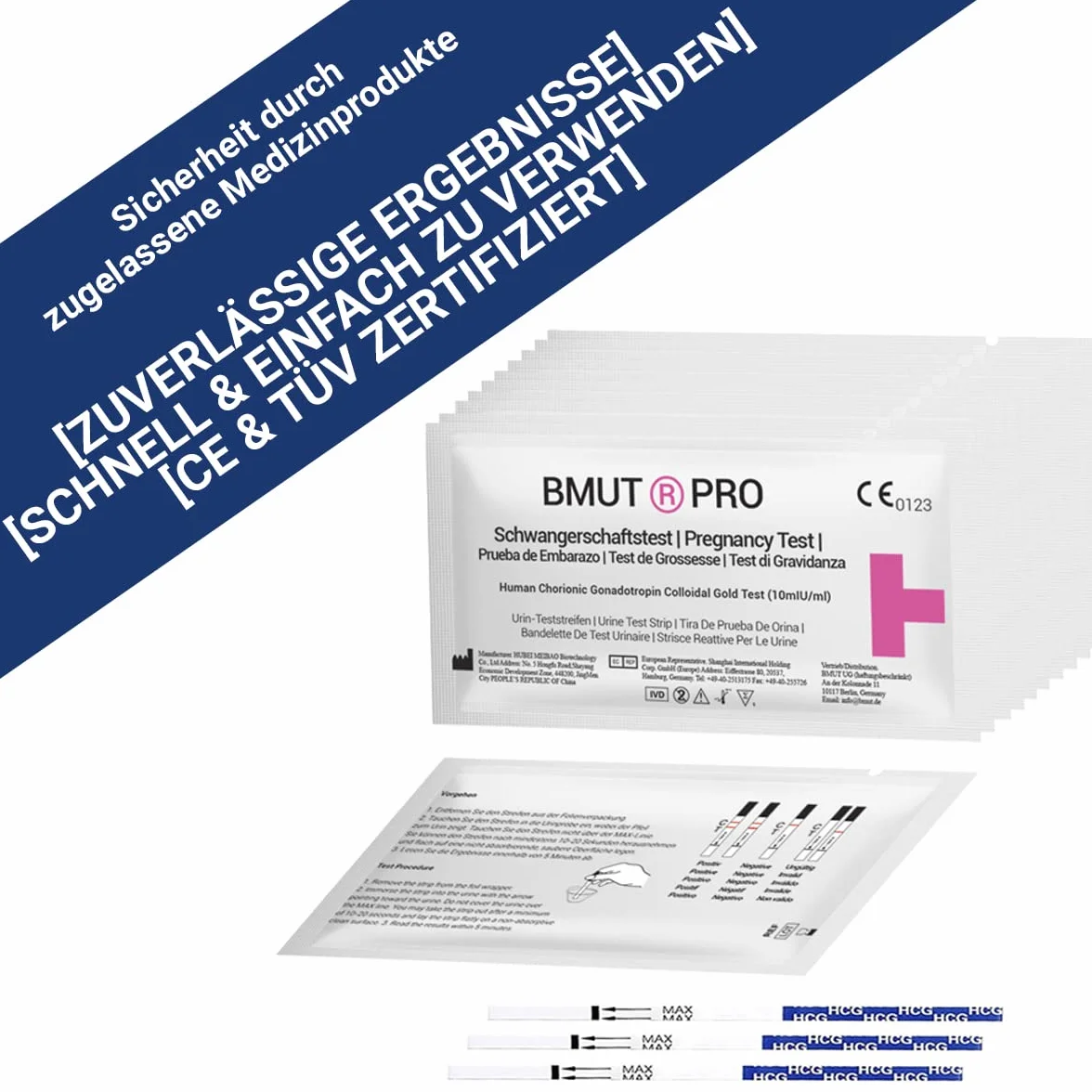 50 x bardzo czuły test ciążowy HCG 10 miu/ml – wczesny test ciążowy – paski testowe na mocz