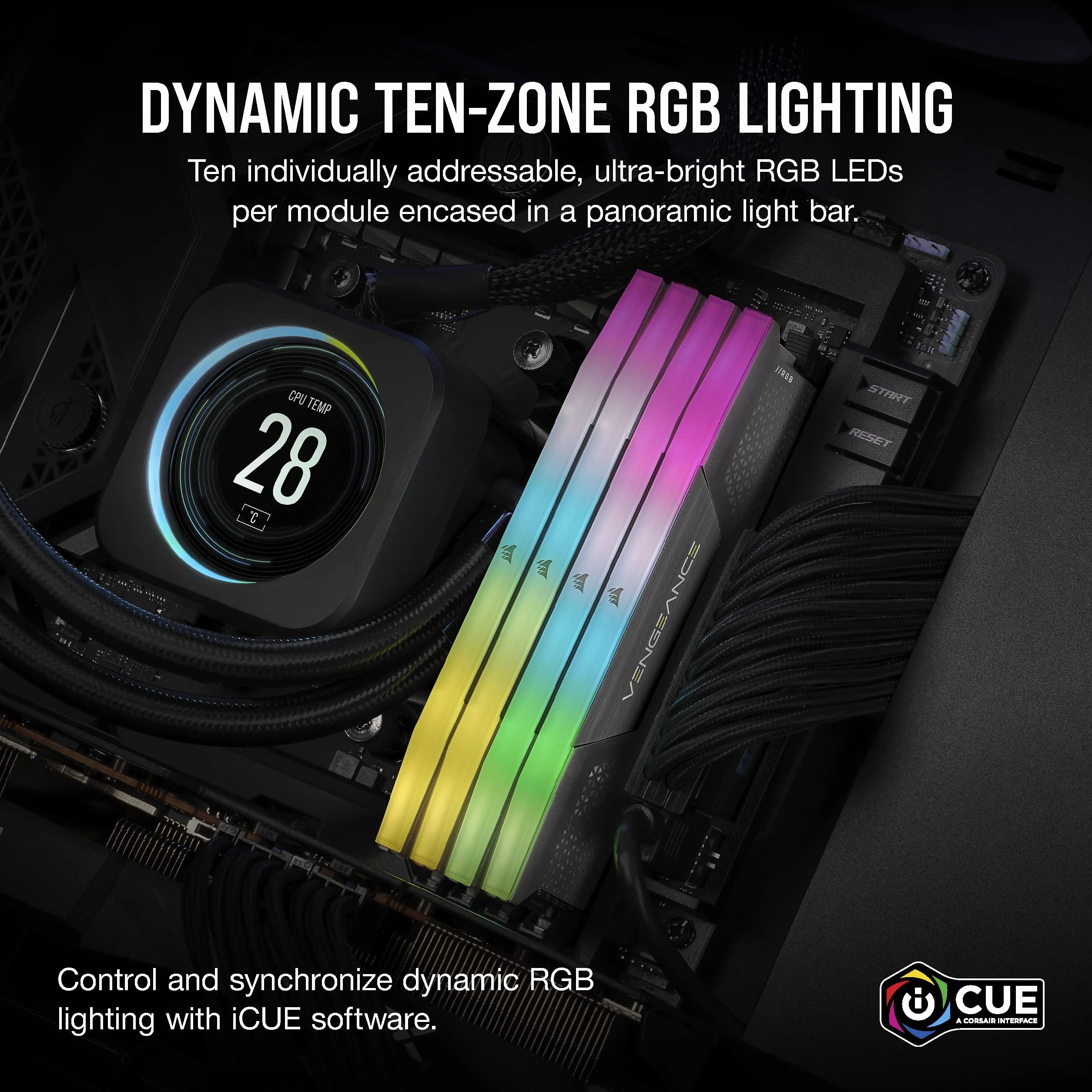 CORSAIR VENGEANCE RGB DDR5 32GB (2x16GB) 6000MHz CL36 AMD EXPO Pamięć Komputerowa iCUE Szary
