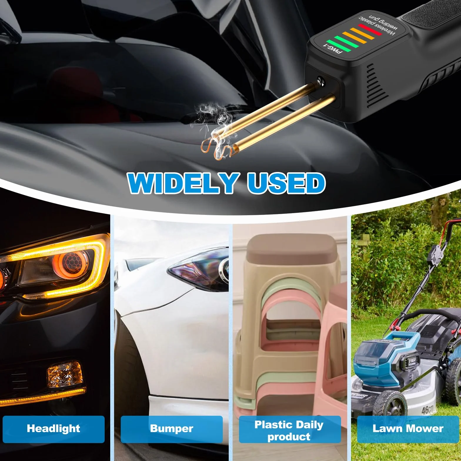 Bezprzewodowa spawarka do tworzyw sztucznych, 100 W, spawarka ręczna z 200 sztukami gwoździ plastikowych, spawarka z diodami LED, ładowanie USB, spawanie na baterie, naprawa do spawania tworzyw