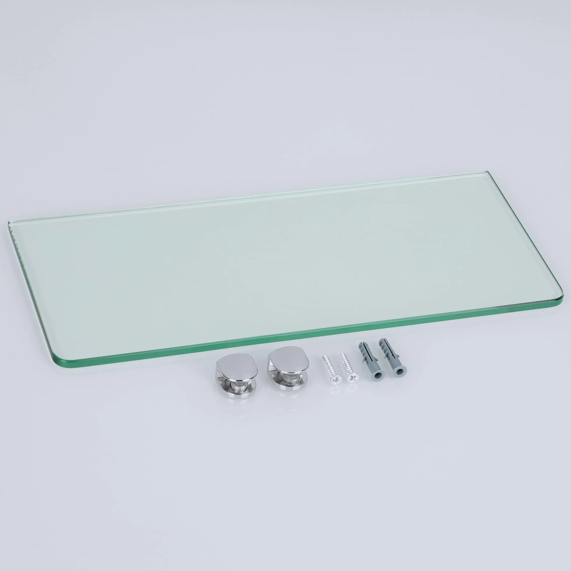 SAYAYO Łazienkowa szklana półka, pływające półki, 6 mm hartowane przezroczyste szkło z polerowany wsporniki do półek,30CM,do łazienki kuchni sypialni EGBL1010R-M6-300-C-FBA