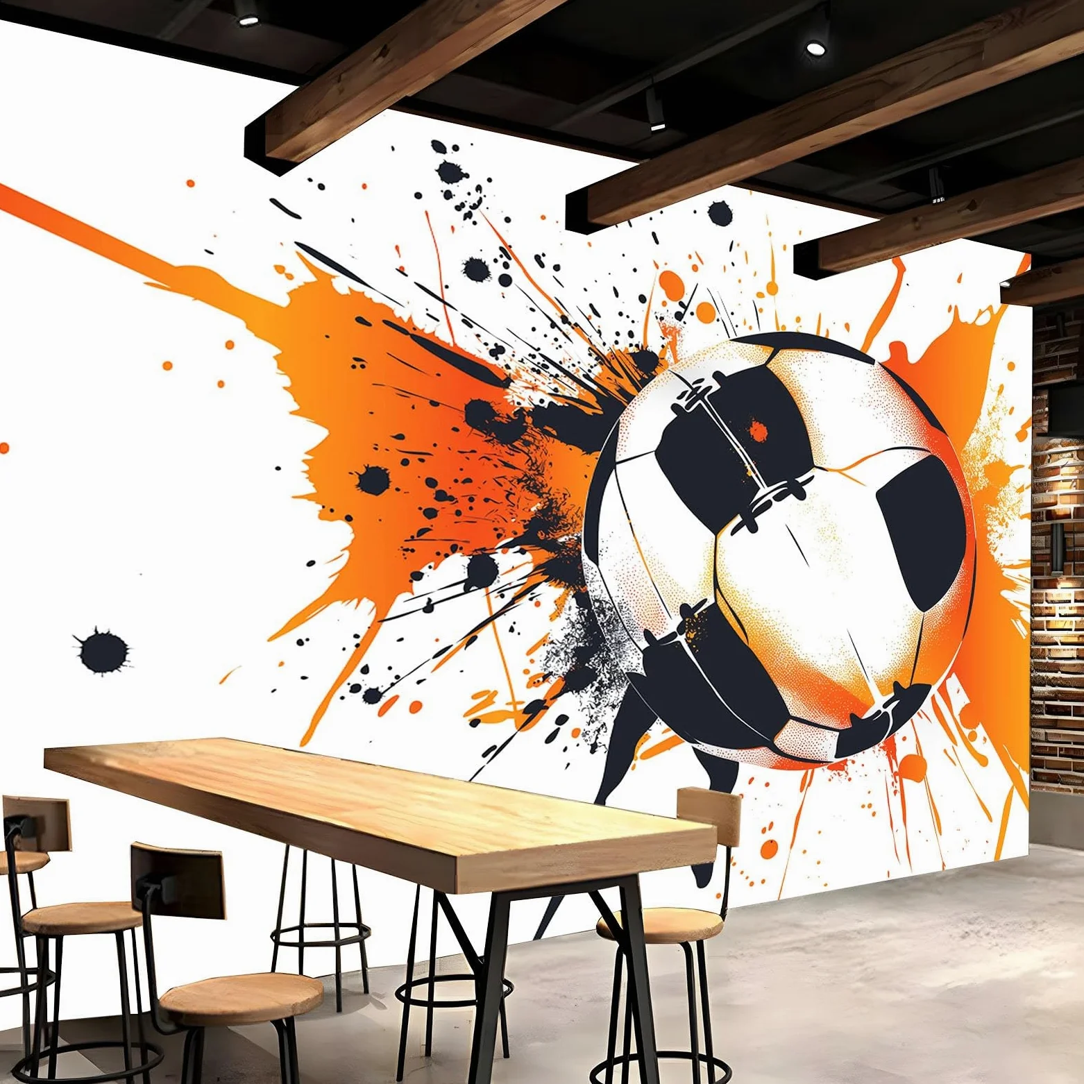 Fototapeta, piłka nożna, farba rozpryskowa, 250 x 175 cm, flizelina, tapeta 3D, nowoczesny salon, sypialnia, artystyczny plakat, mural tapeta