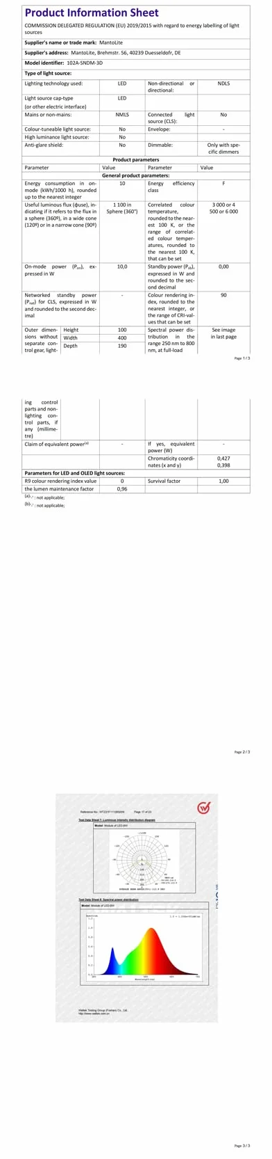 MantoLite Ściemnialna lampa ścienna LED 40 cm 10 W 3000K/4500K/6000K niklowane