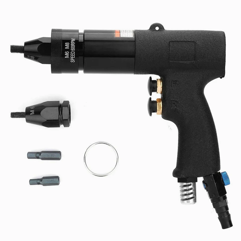 Pneumatyczny pistolet do nitowania, KP-739A / KP-740A Nitownica pneumatyczna Nakrętka automatyczna do nitonakrętek pneumatycznych z uchwytem do nakrętek i hakiem (90 PSI) (M6 / M8)