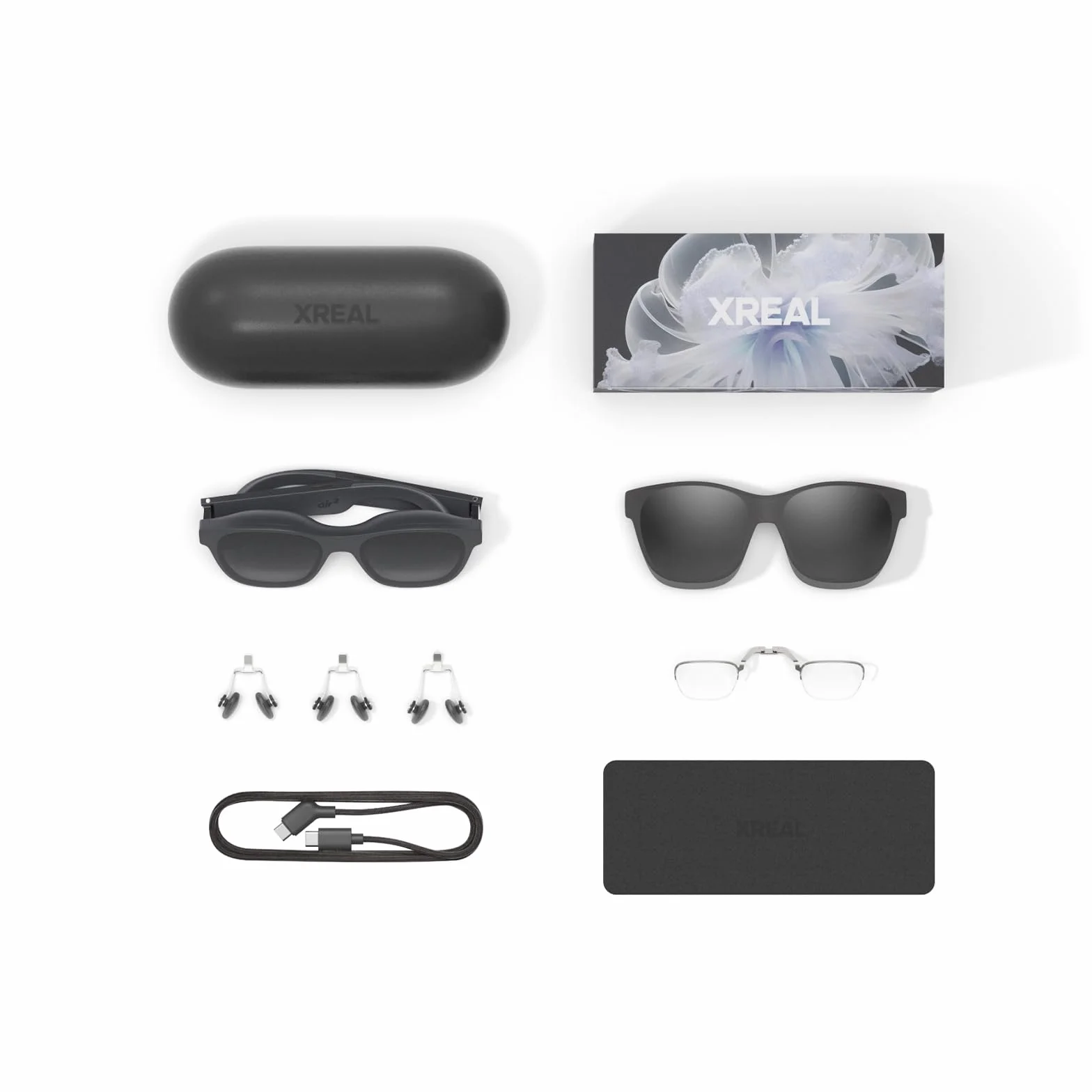 XREAL Air 2 AR Okulary, 120 Hz 1080p, 72 g, do iPhone'a 17/16/15, Androida USB-C DP, Steam Deck, ROG Ally, PC/Mac