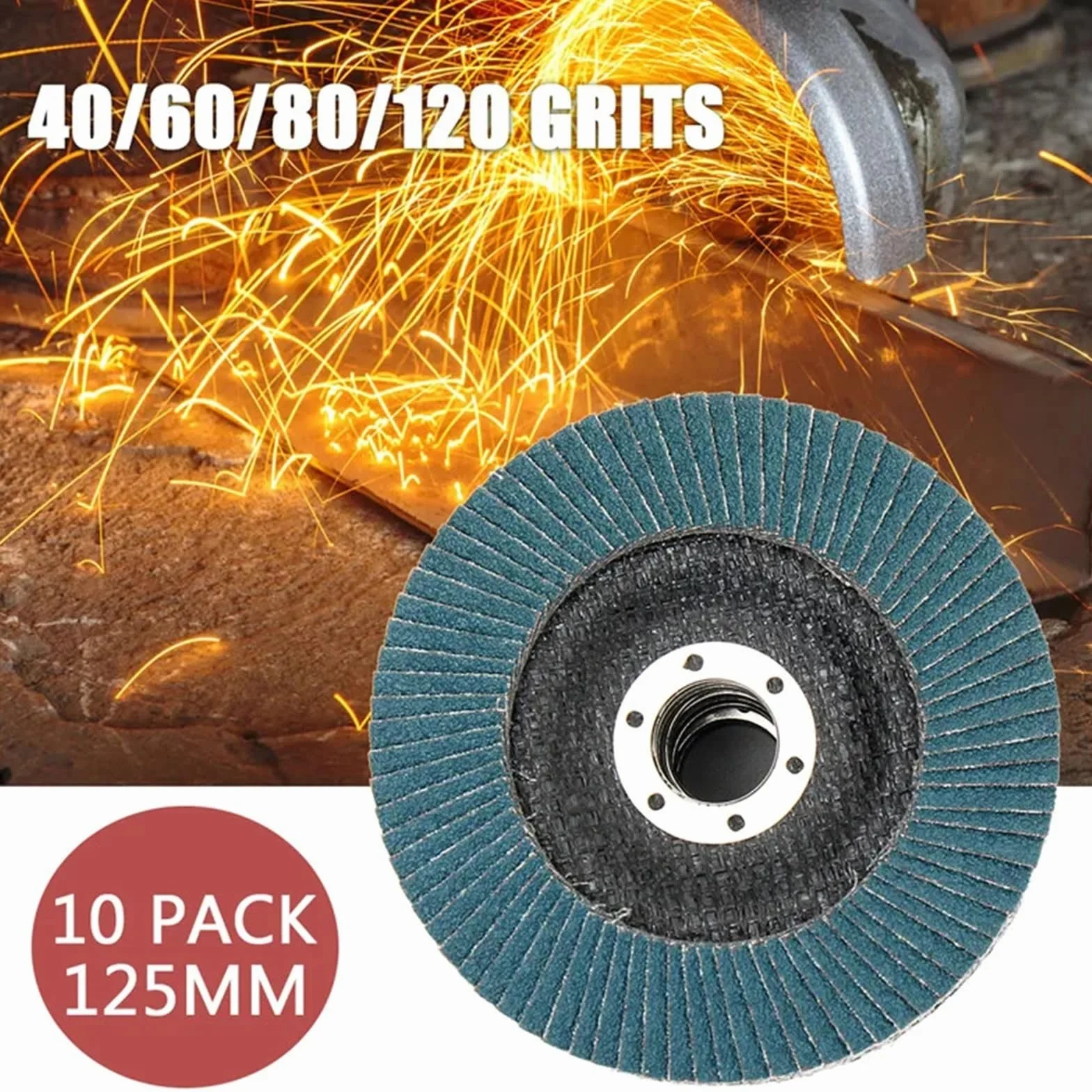 10 sztuk 5 cali 125mm szlifierka kątowa tarcze szlifierskie 40/60/80/120 Grit ściernica tarcze listkowe metalowe plastikowe narzędzie do usuwania drewna narzędzie ścierne
