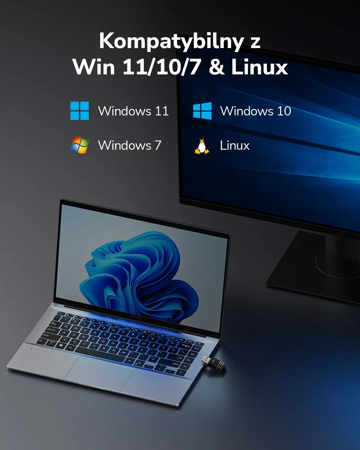 Cudy AX900 WiFi 6 adapter USB WU900, dwuzakresowy bezprzewodowy klucz sprzętowy 600 Mb/s + 286 Mb/s, kompaktowa konstrukcja nano, gry o niskim opóźnieniu, MU-MIMO, OFDMA, Windows 7/10/11, kompatybilny