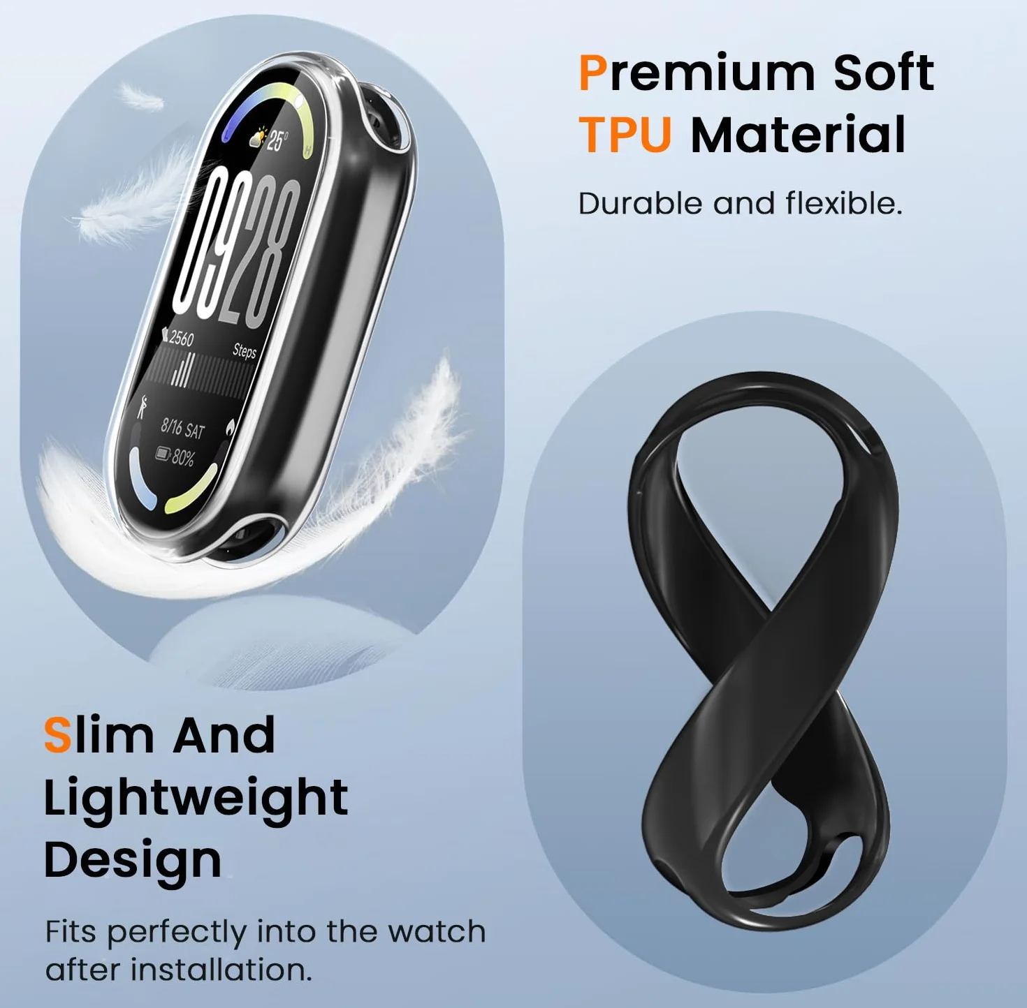 iVoler 3-pak etui ochronne TPU do Xiaomi Smart Band 10, odporne na wstrząsy i zarysowania, 2 przezroczyste + 1 czarne