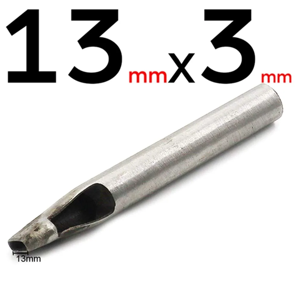 1 szt.Szerokość 3mm skórzany owalny kształt dziurkacz owalny kąt rozstawienie paska narzędzia do dziurkowania DIY Craft skórzany dziurkacz narzędzie do wiercenia otworów, 13mm X 3mm