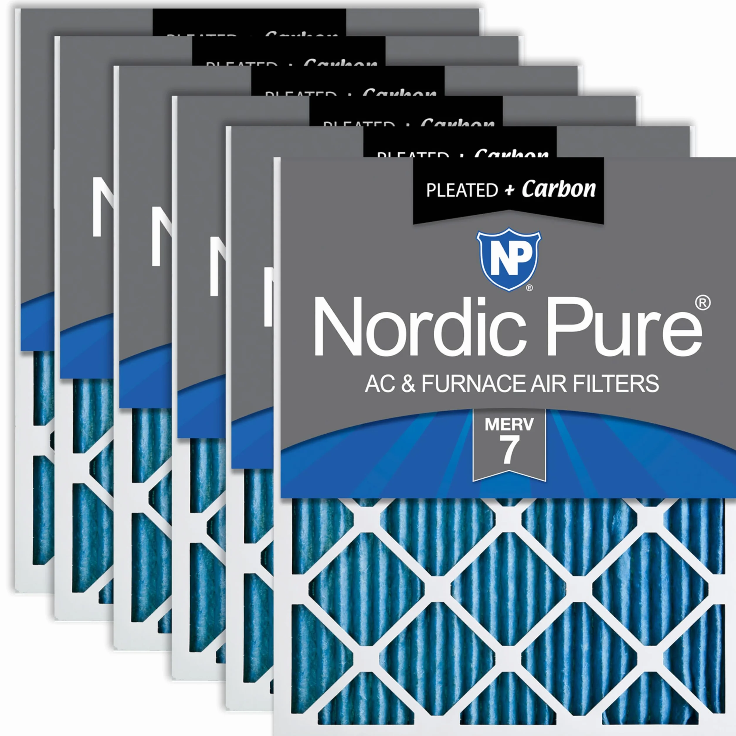 Nordic Pure 20x25x1 MERV 7 Plus węglowe plisowane filtry powietrza 6 sztuk