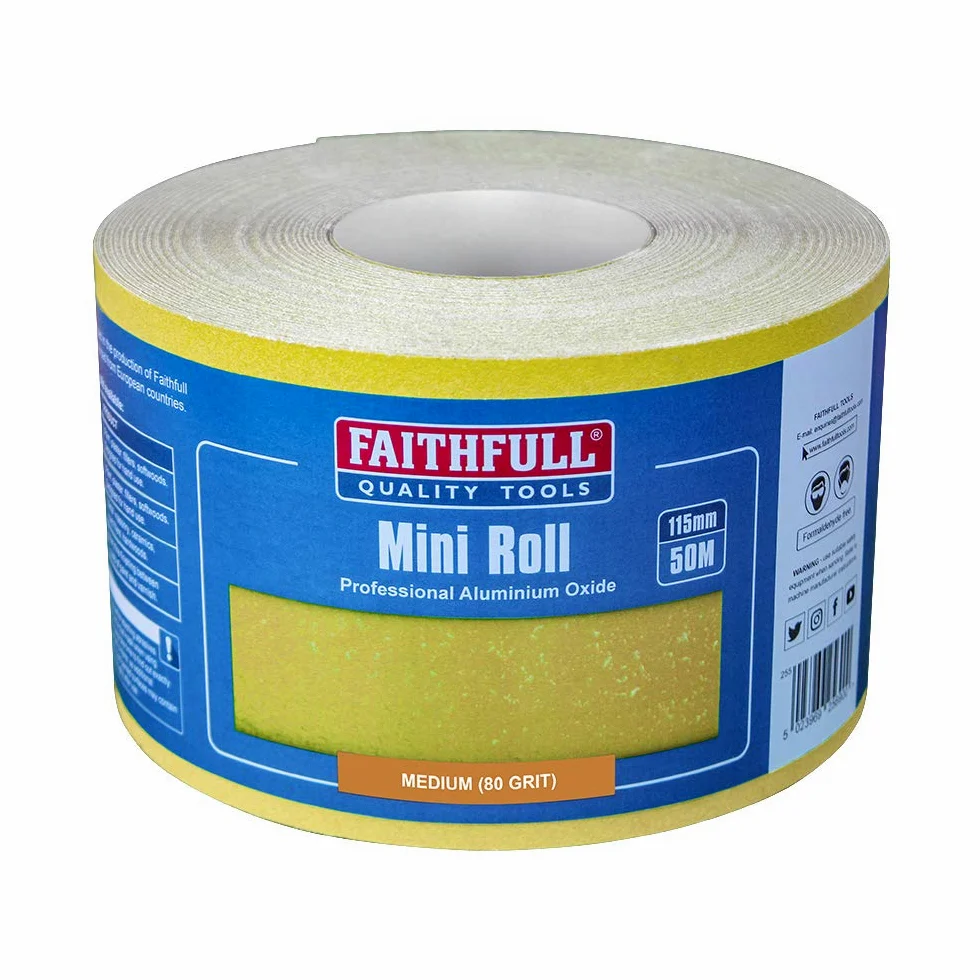 Faithfull 115 mm x 50 m 80 g rolka papieru tlenku aluminium - żółta