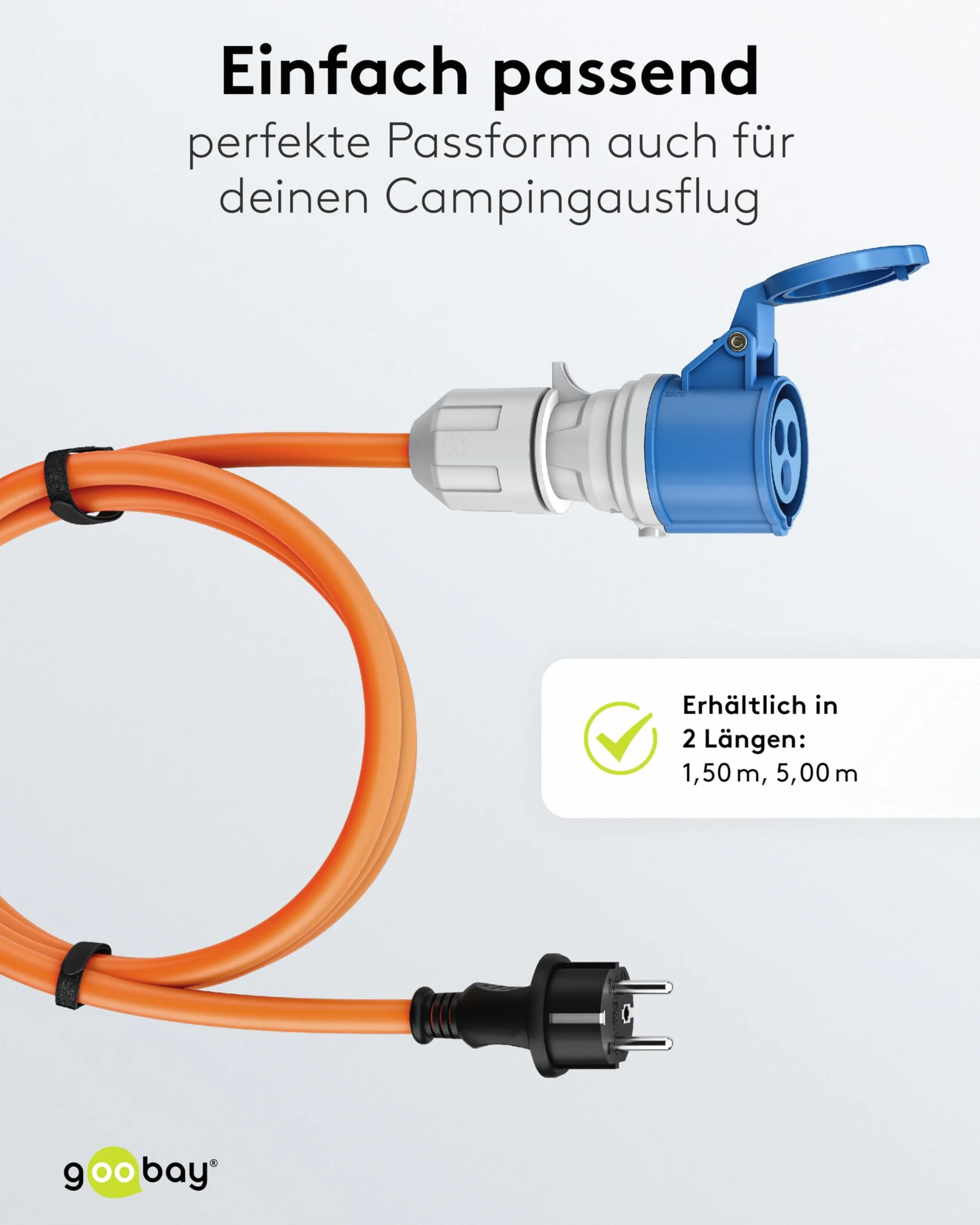 goobay Adapter CEE do przyczepy kempingowej, 1,5 m, wtyczka ochronna do gniazda CEE z pokrywą zamykającą, IP44, kabel kempingowy, przyczepa kempingowa, 76185