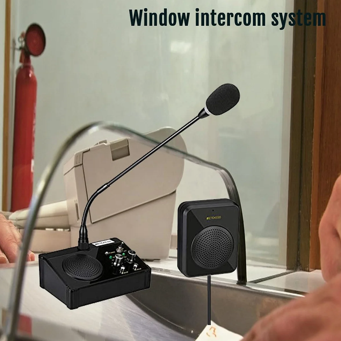 Retekess TW106 Okno Walkie-Talkie Intercom System, Bankowy Intercom, 2-Drożny Domofon Okienny do Szkoły, Okna Biletowego, Gabinetu Lekarskiego, Kliniki, Banku