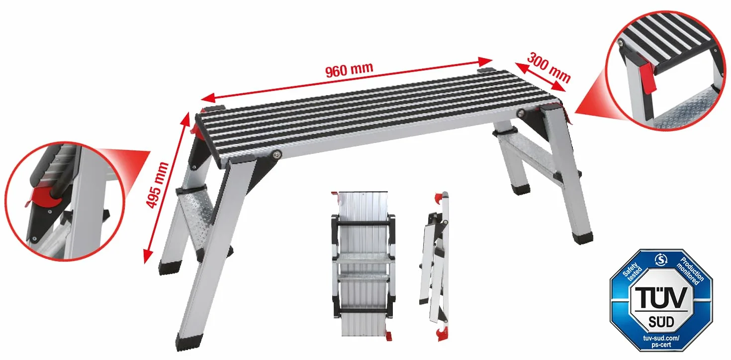 KS Tools 800.0960 Aluminiowy podest bezpieczeństwa, 1270x446x495mm