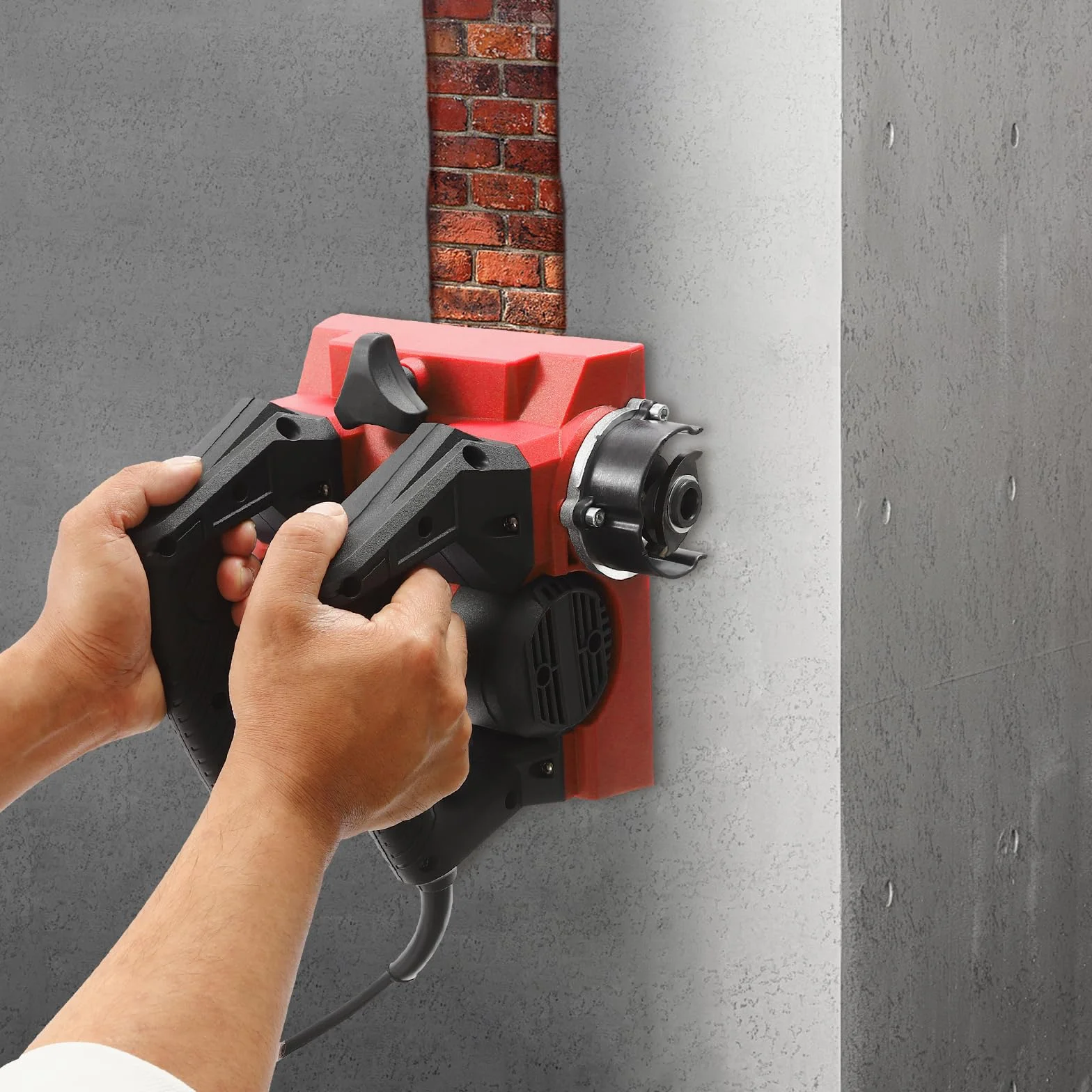 Elektryczna frezarka do betonu 1300 W, frezarka renowacyjna 1-4 mm, regulacja głębokości, frezarka tynkowa 15 cm, szerokość frezu, szlifierka do betonu z 21 bocznymi ostrzami, ulepszona