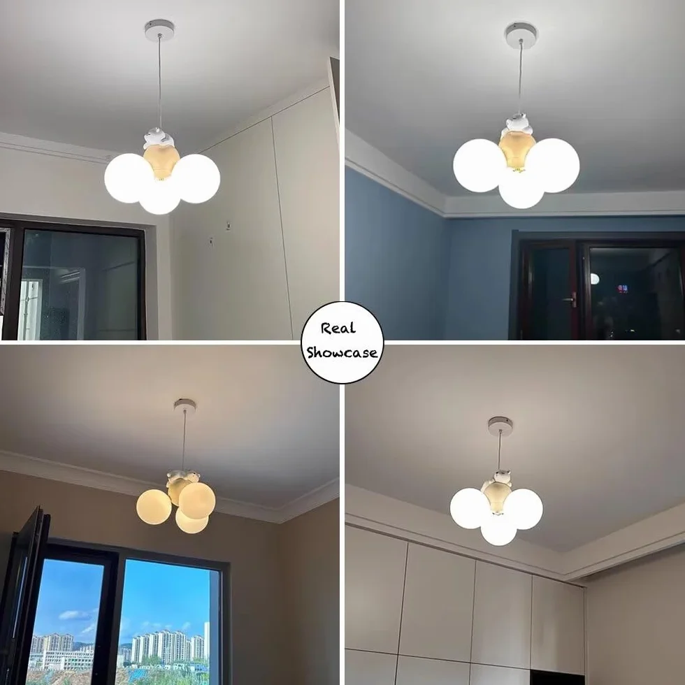 Lampa wisząca LED kreskówka balon śpiący niedźwiedź żyrandol sufitowy do pokoju dziecięcego