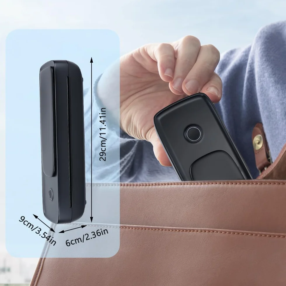 Mobilna drukarka termiczna Bluetooth 300 DPI Inkless, przenośna bezprzewodowa do telefonów Android iOS