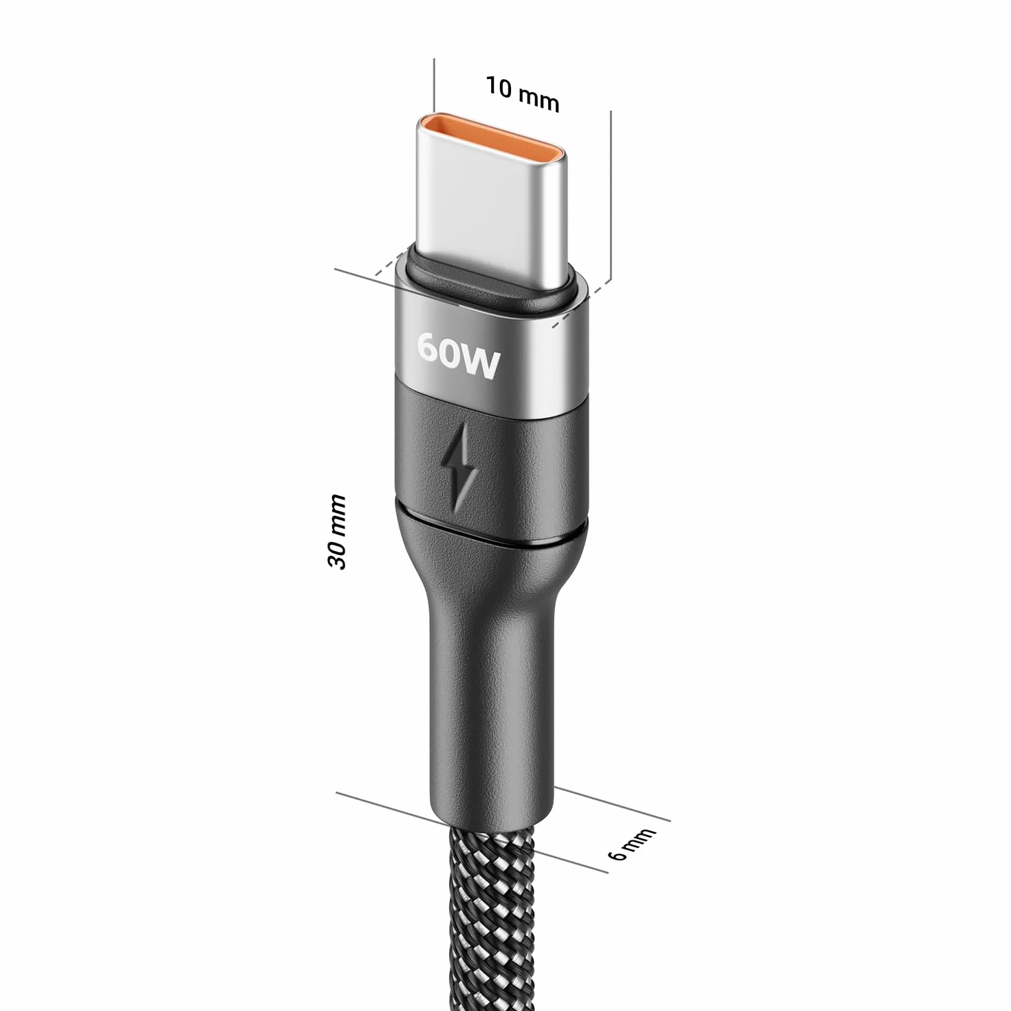 deleyCON 2x 1m Kabel ładujący USB-C 60W Szybkie ładowanie PD 3.0 PPS do iPhone 17 Galaxy S25 iPad Pro