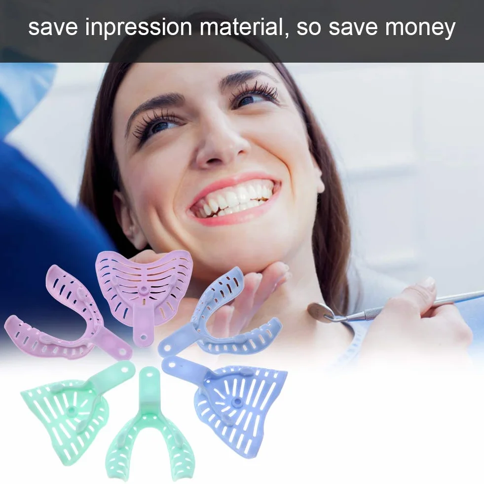 Łyżki wyciskowe Bissablaut Odontic, plastikowe uchwyty na zęby, 6 szt., łatwe do czyszczenia, przenośne, spełniające różne potrzeby, wygodne w użyciu