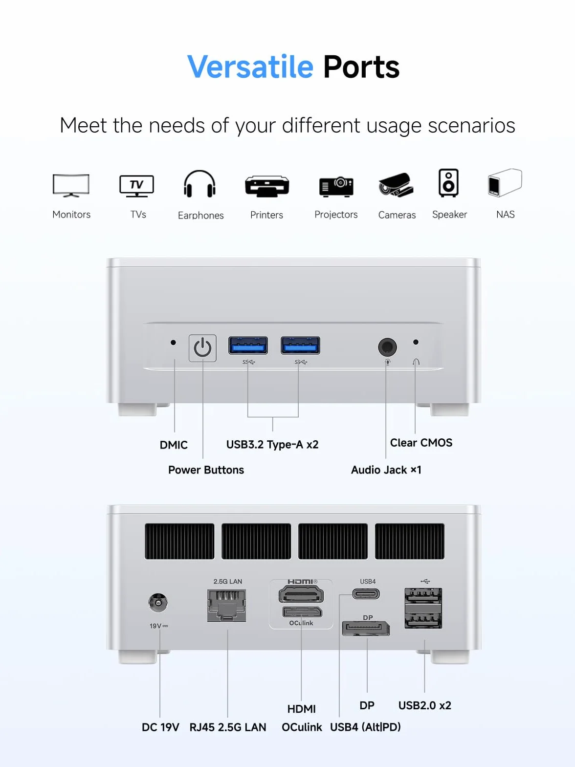 MINIS FORUM UM880 Plus mini PC AMD Ryzen 7 8845HS DDR5 M.2 PCIe4.0 OCuLink WiFi6e